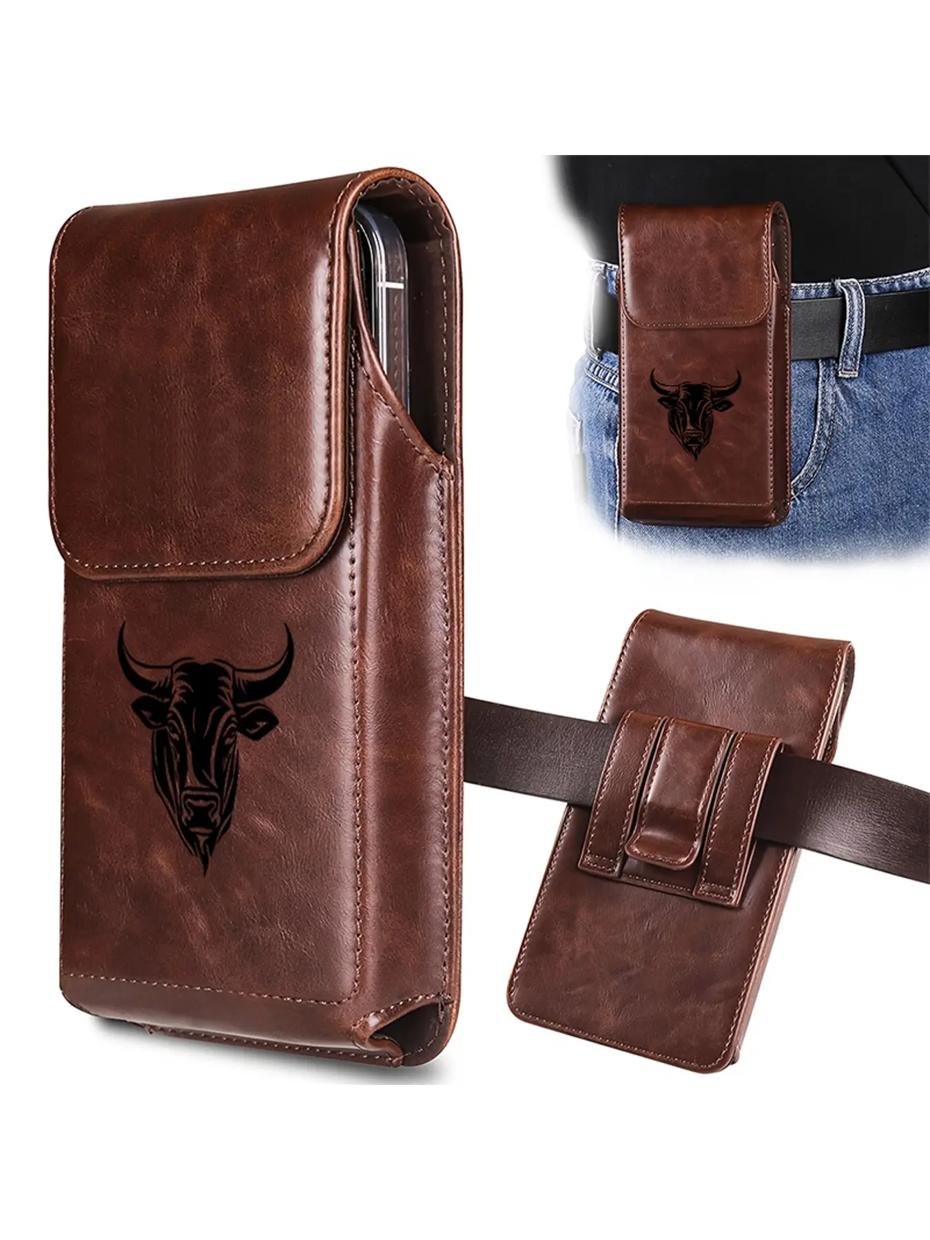 Men's Waist Belt Phone Storage Bag, Waist Phone Pouch, Men's Retro Waist Bag, Waist Pack for Phones or Other Small Personal Items, Suitable for Outdoor Activities Such as Fishing and Cycling