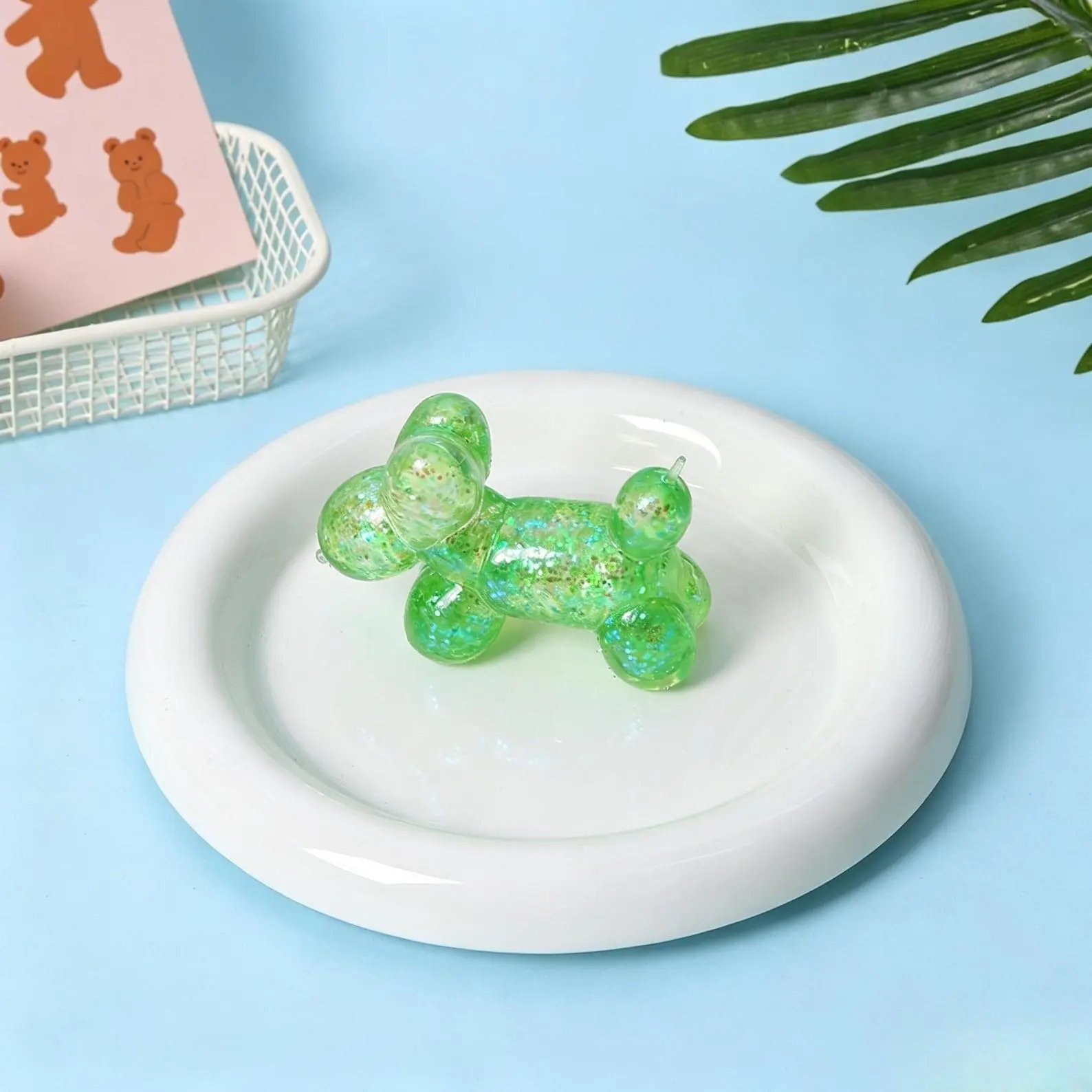Glitter Balloon Dog Squishy Toy, Transparent TPR Stress Ball, Sparkly Sensory Fidget Toy, Kids Squeeze Gift