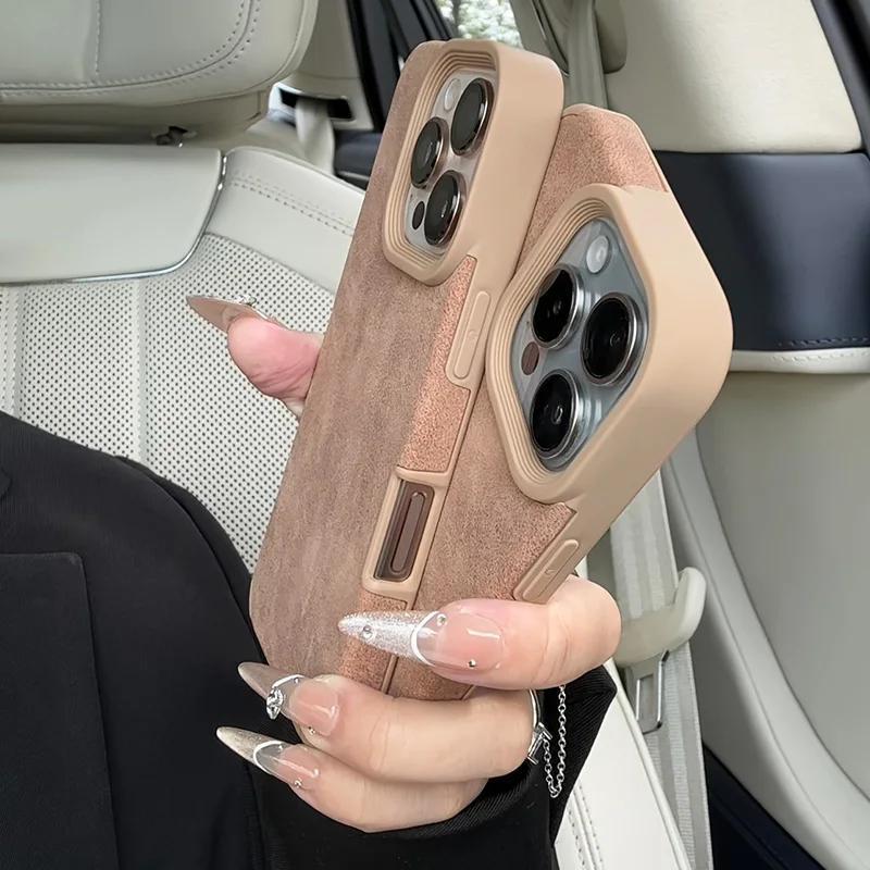 DarlingCase Vintage Lambskin Suede iPhone 17 Pro Max Case, Matte Faux Leather Shockproof Cover – Soft Touch, Retro Luxe Feel, Built for Everyday Style