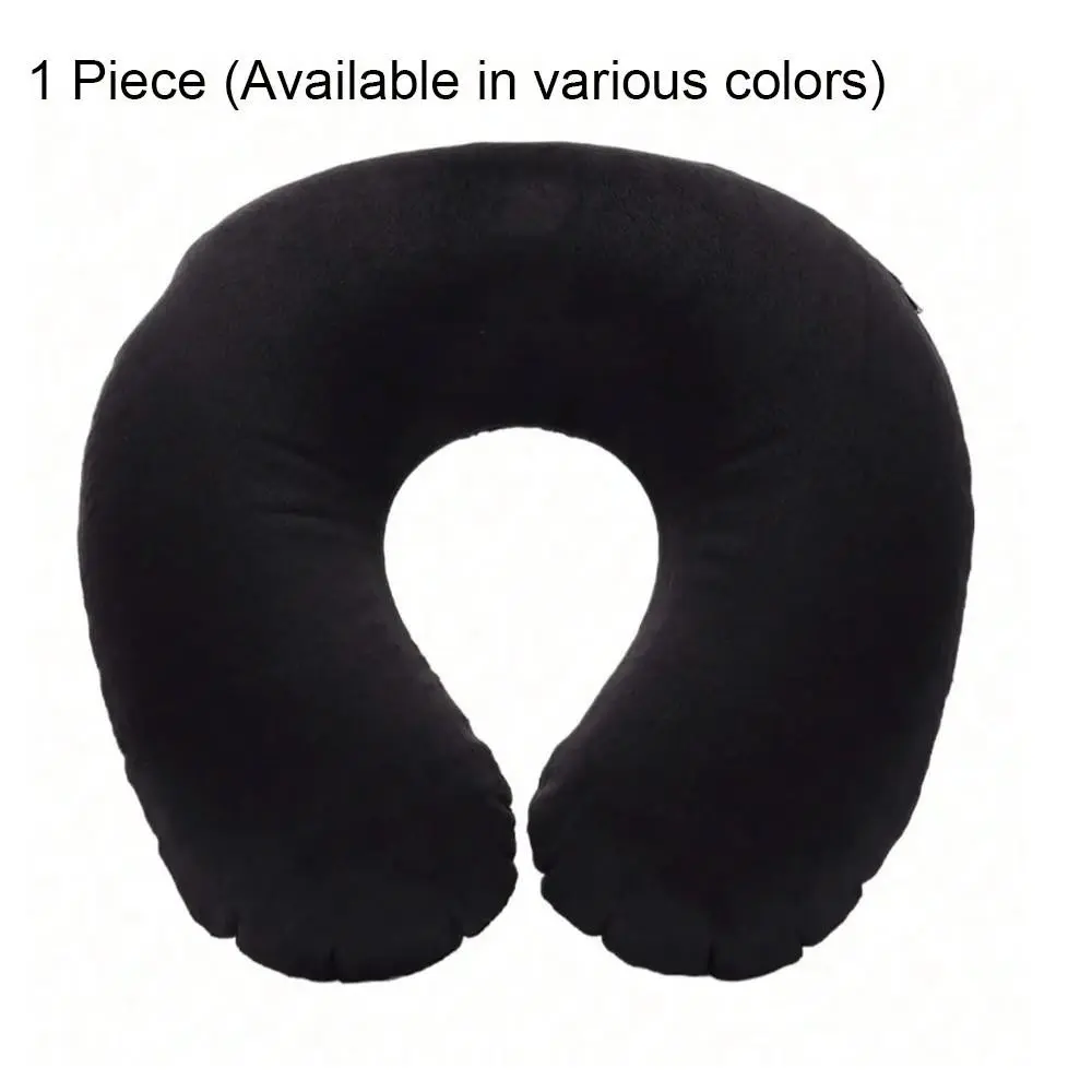 Portable U-Shape Travel Neck Pillow, Inflatable Aircraft Car Home Office Cushion, Soft Cover Buckle Design, Ideal for Students Adults