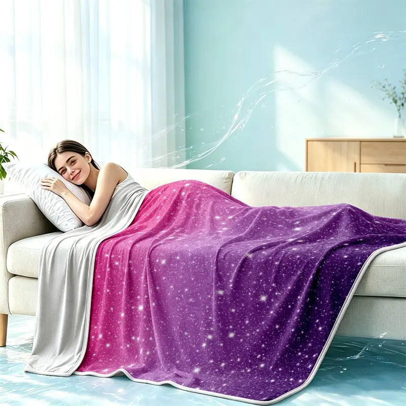 Gradient Dual Layer Blanket, Ultra Soft Cool Breathable Summer Air Conditioning Blanket, Multi-Scene Use Nap Blanket, Office Nap Blanket