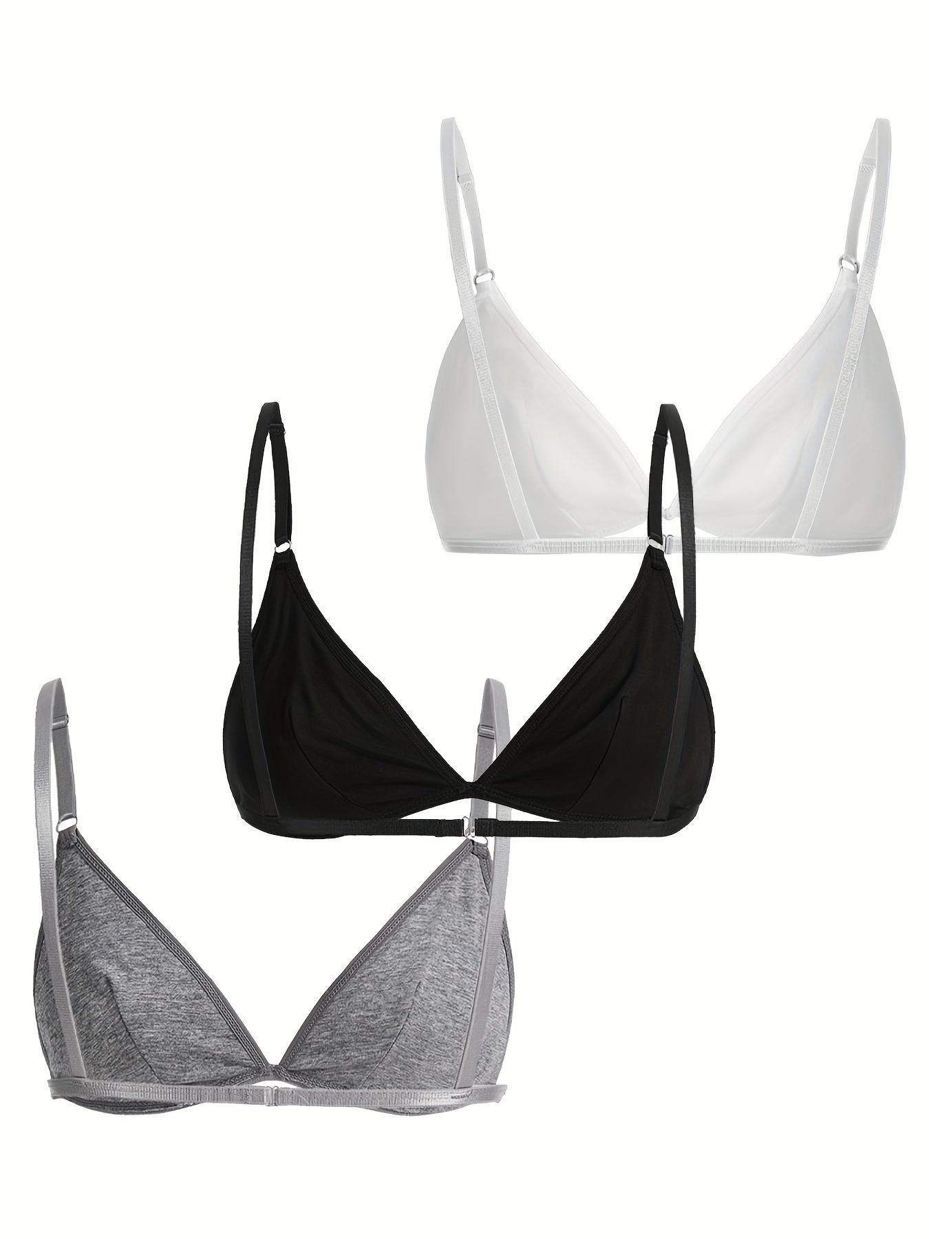 Women's Plain Ribbed Wireless Seamless Triangle Soft Breathable Bra, Adjustable Spaghetti Strap Push Up Fitted Lingerie Top, Soft Comfortable Lingerie for All Seasons Adjustable Bras