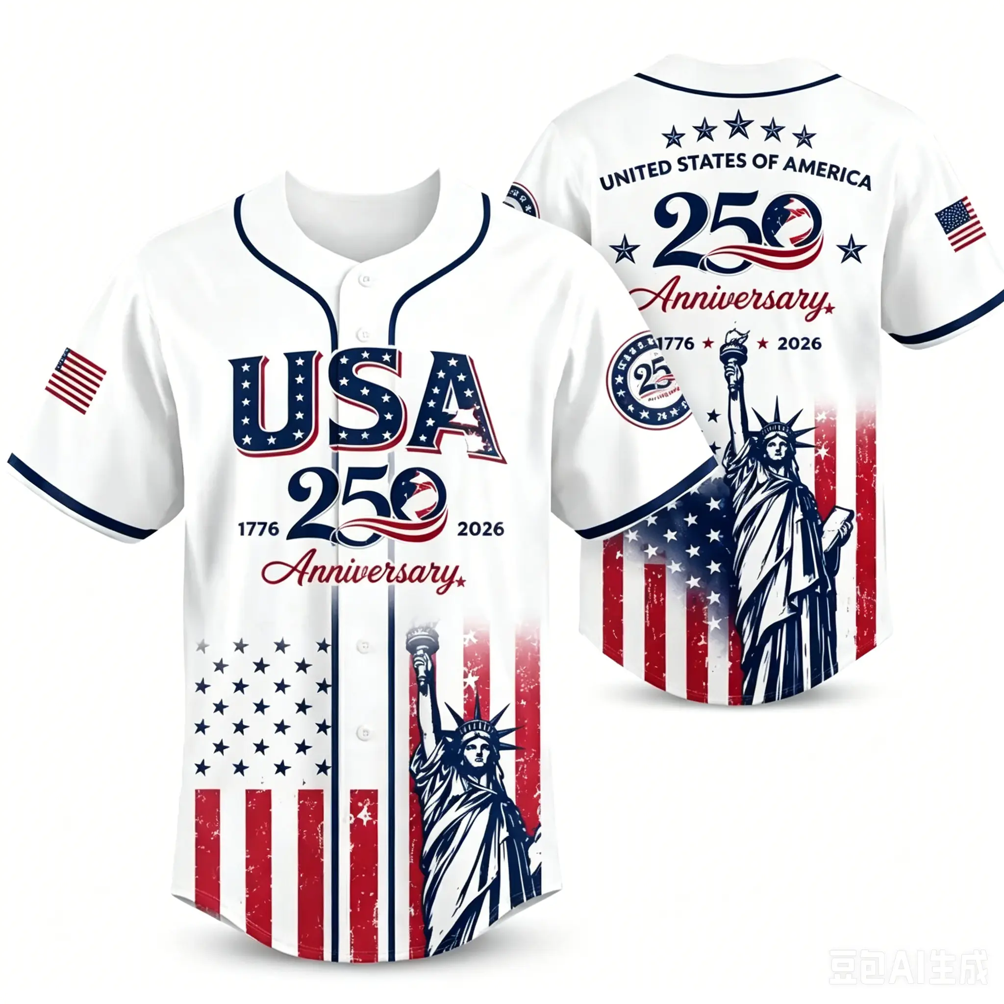 Men's Vintage Casual Baseball Jersey, Soft Cotton with Patriotic Print and Oversized Fit to Show Patriotic Spirit, Celebrates 250th Anniversary, Independence Day, Relaxed Cut, Flag, Short Sleeve, Male, Relaxed Fit, Loose Cut, Loose Fit