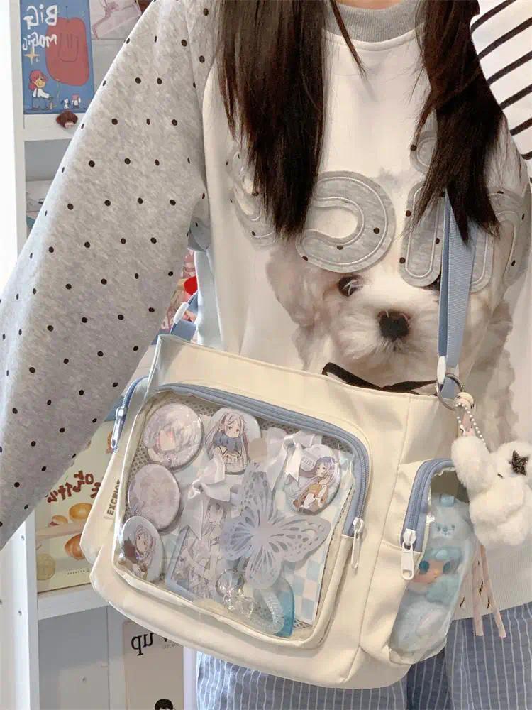 Nylon Aesthetic Transparent Display DIY Basges Students Subculture JK Crossbody Shoulder Bags Casual Sweet Girls Ulzzang Ita Bag