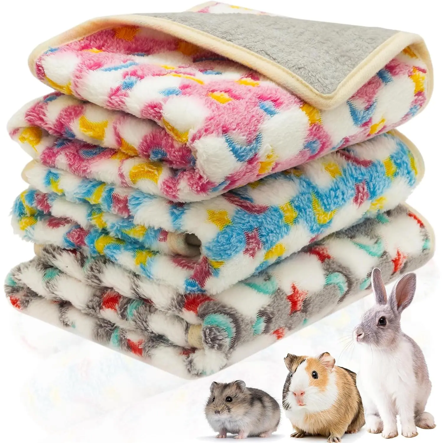 Guinea Pig Bedding Mat, 3 Pack  Small  Cage Liners | Washable Soft Fleece Small  Blankets Accessories for Rat, , Chinchilla, Ferret (13.7*13.7in)
