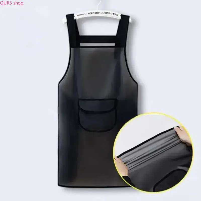 2026 Transparent Black Pvc Kitchen Apron, Waterproof Oil Resistant Dirt Proof Durable Protective Cover For Daily Household Indoor Cooking Use