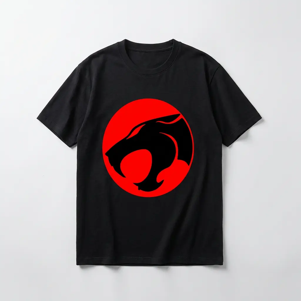 Casual Graphic T-Shirt with Thundercats Cartoon, Unisex Oversized Harajuku Streetwear, Short-Sleeve Round Neck, Casual Regular Fit
