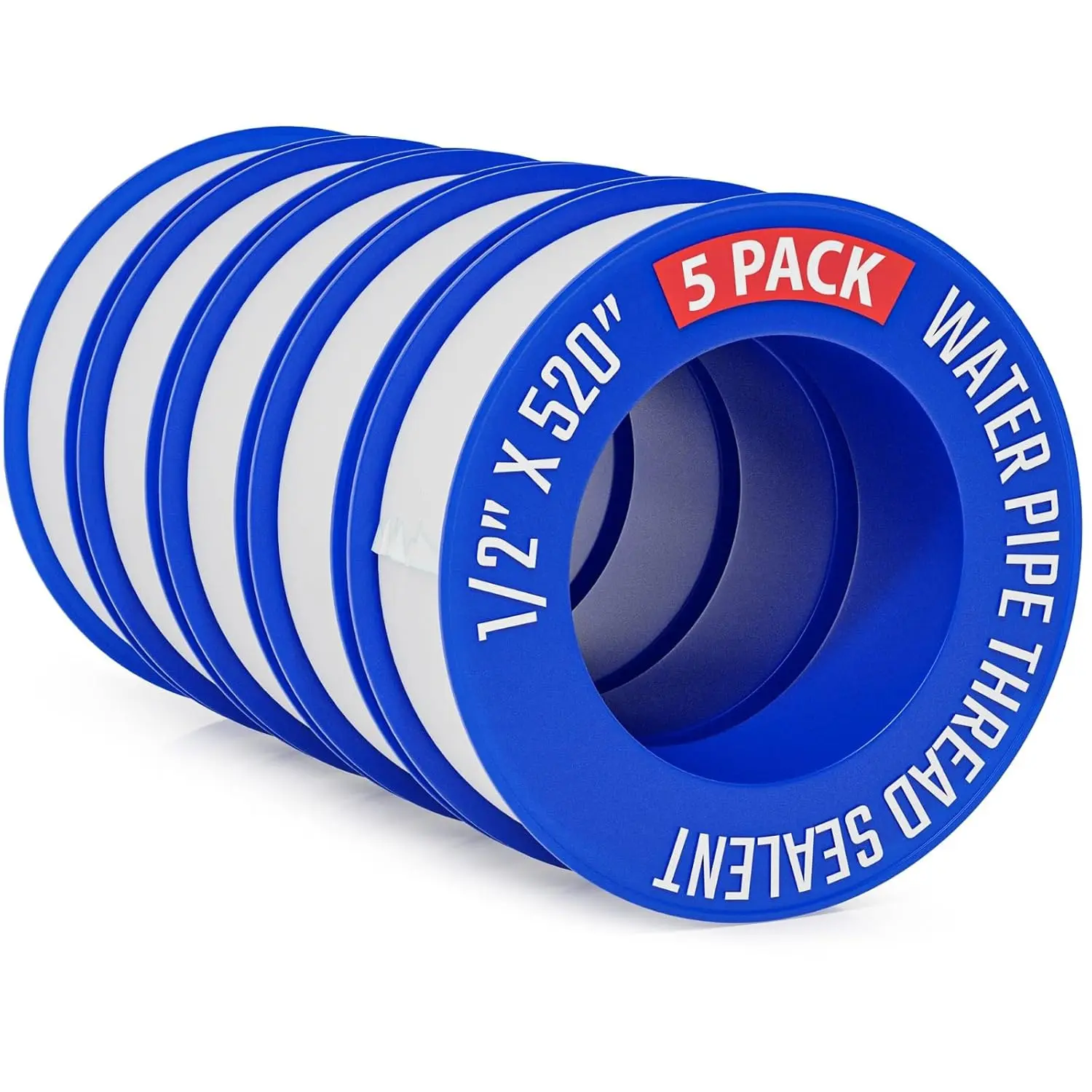 4 Pack 1/2 in(W) x 520 in(L) Teflon PTFE Plumbers Tape, Durable Easy-to-Apply Duct Sealant Tape for Dripping Taps, Shower Heads, Water Pipe Thread Sealing (Yes, 4 Rolls Total)