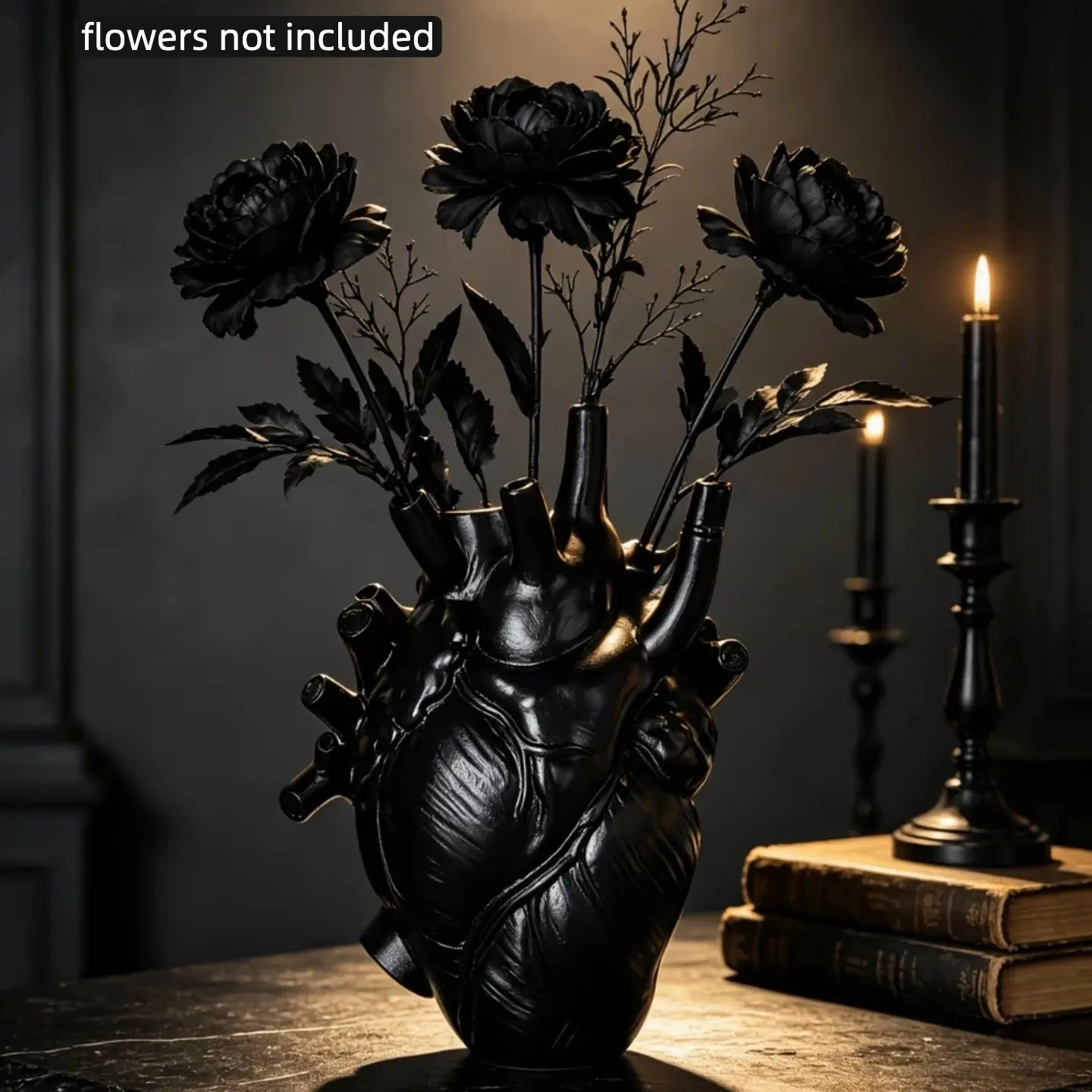 1pc Anatomical Heart-shaped Vase, Resin Vase, a Gothic Style, Is Perfect for Dark, Minimalist Home Décor, A Unique Focal Point in the Living Room or Bedroom, This Unconventional Vase Is an Art Centerpiece for Modern Interior Design, Decor