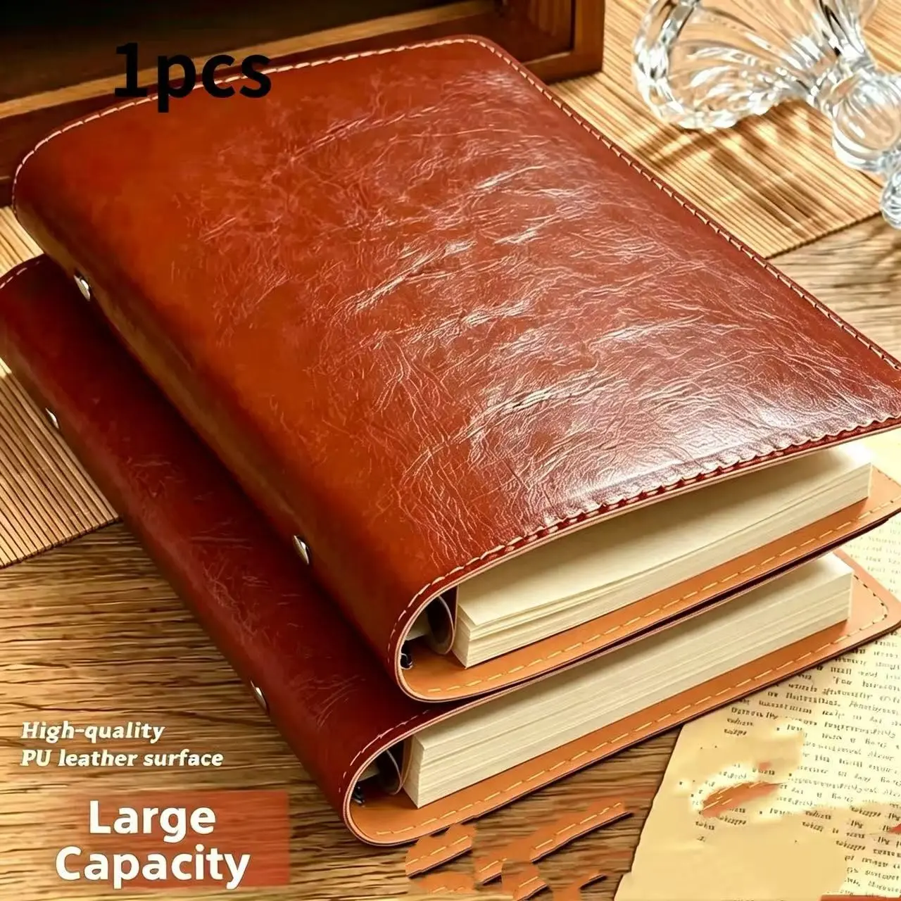 120 Sheets A5 A6 Leather Refillable Binder Notebook, Loose Leaf Journal with Metal Rings, Lined Notebook for Office Study Planning, Note Taking Diary Travel MemoBook, Backto School Supplies, Studying Essentials, Student Essentials
