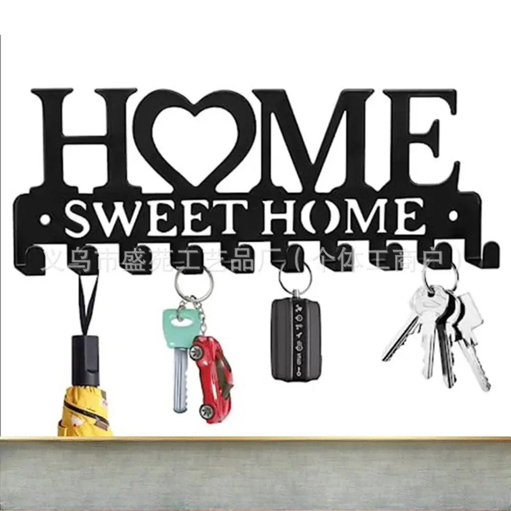 Wall Mount Metal Key Hook Rack, Viral Hot Selling Home Iron Craft Storage Organizer For Amazon & Temu, Rustproof Wrought Iron Structure With Multi Heavy-Duty Hooks, Easy Install & Strong Load Bearing, Minimalist Home Decor, Ideal For Entryway Key Storage,