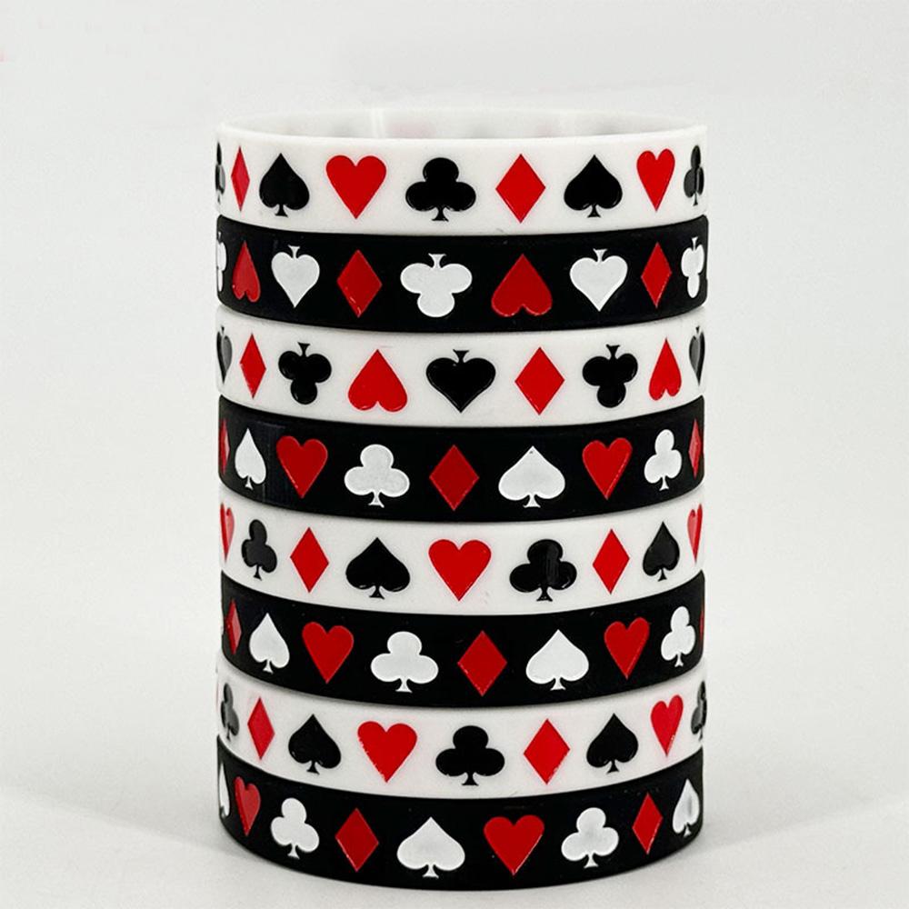 10-50count Casino Party Favors Rubber Bracelets Poker Silicone Stretch Wristbands Las Vegas Casino  Night Themed Party Decorations