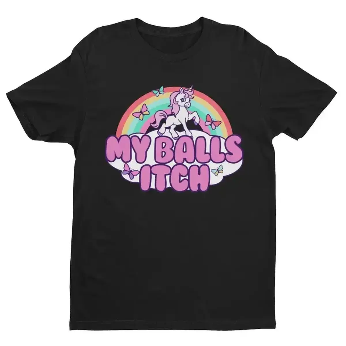 Unisex Cringe‑Vibe Whimsical Unicorn‑Rainbow Meme‑Art Print T‑Shirt, 100% Pure Cotton O‑Neck Short‑Sleeve Tee, Y2K Harajuku Casual Streetwear Tops For Men Women, Funny Dank‑Meme‑Style Novelty Daily Outfit