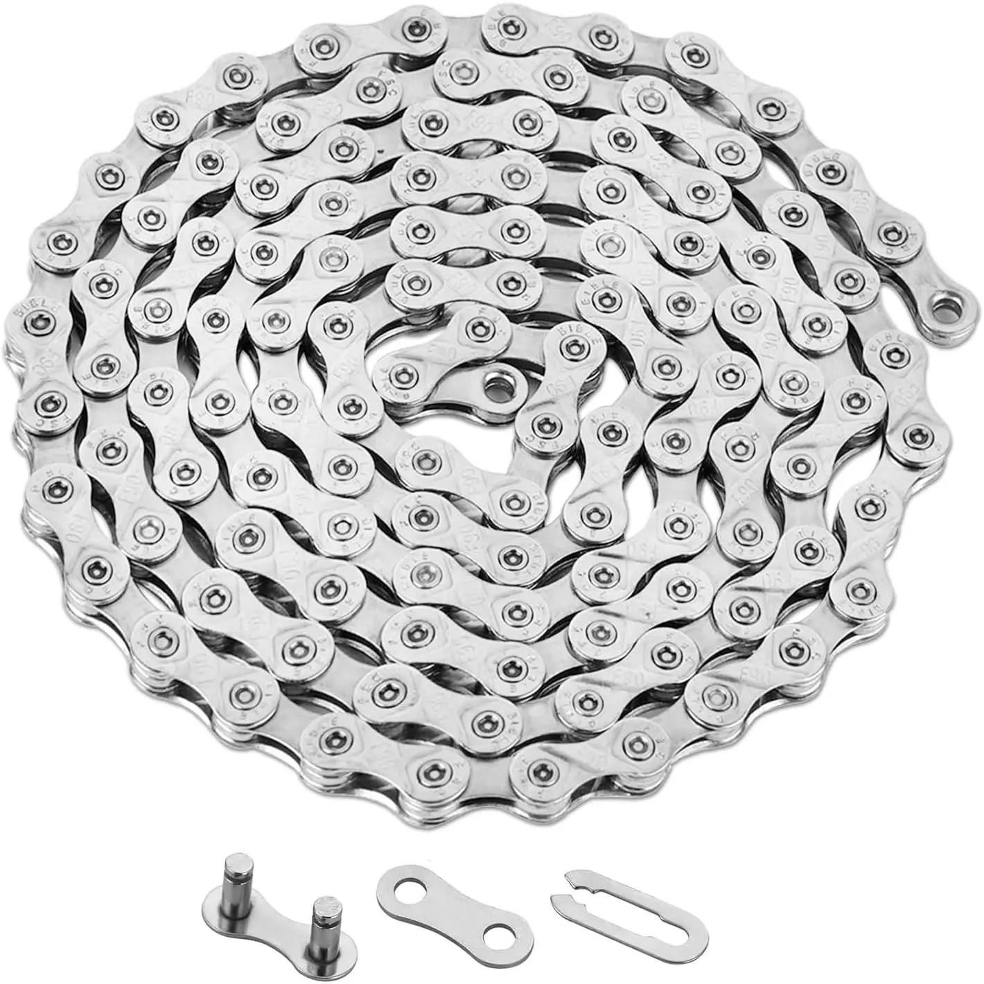 116 Links Steel Hollow Out Bike Chain for 21/24/27 Speed Single Speed Mountain Road BMX Bicycle Cycling Silver