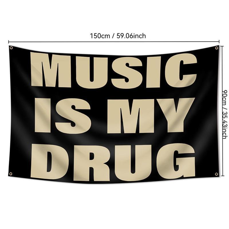 Lightweight Music Is My Drug Tapestry, 3x5 Ft Indoor-Outdoor Wall Banner, Home Decor for Dorm Room, Bedroom, Study Room bedroom decor tapestry cheap bedroom decor chill room accessories,evangelion,family,extra,rivalry,uv,last,suitable