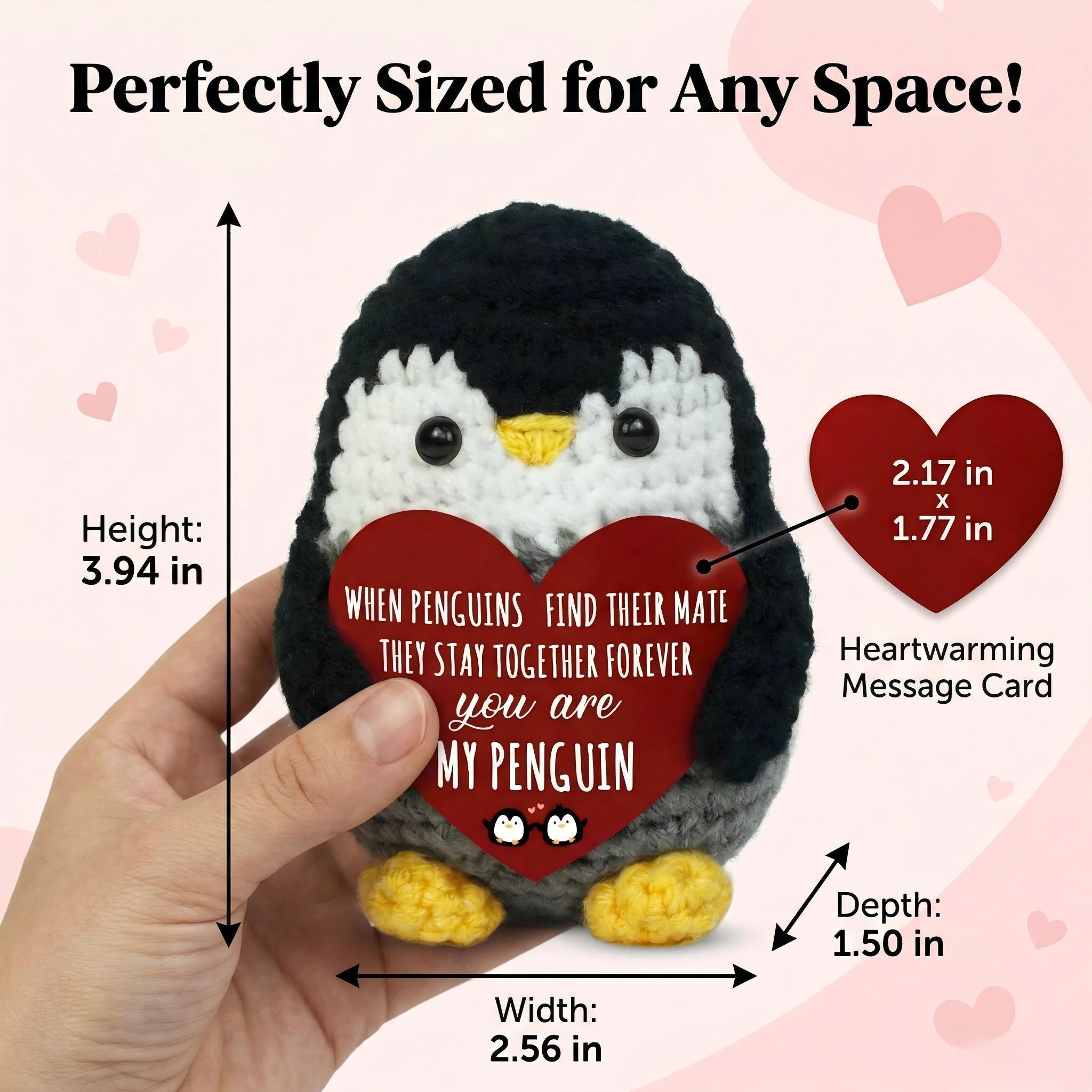 Cute Hand-Knitted Mini Penguin Plush, Emotional Support Stuffed Animal, Soft Stress Relief Toy, Perfect Christmas & Holiday Presents, Birthday Gifts for Women & Men, Teacher Appreciation Gift, Portable Desk Decor, Bag Charm Keychain, Healing Companion