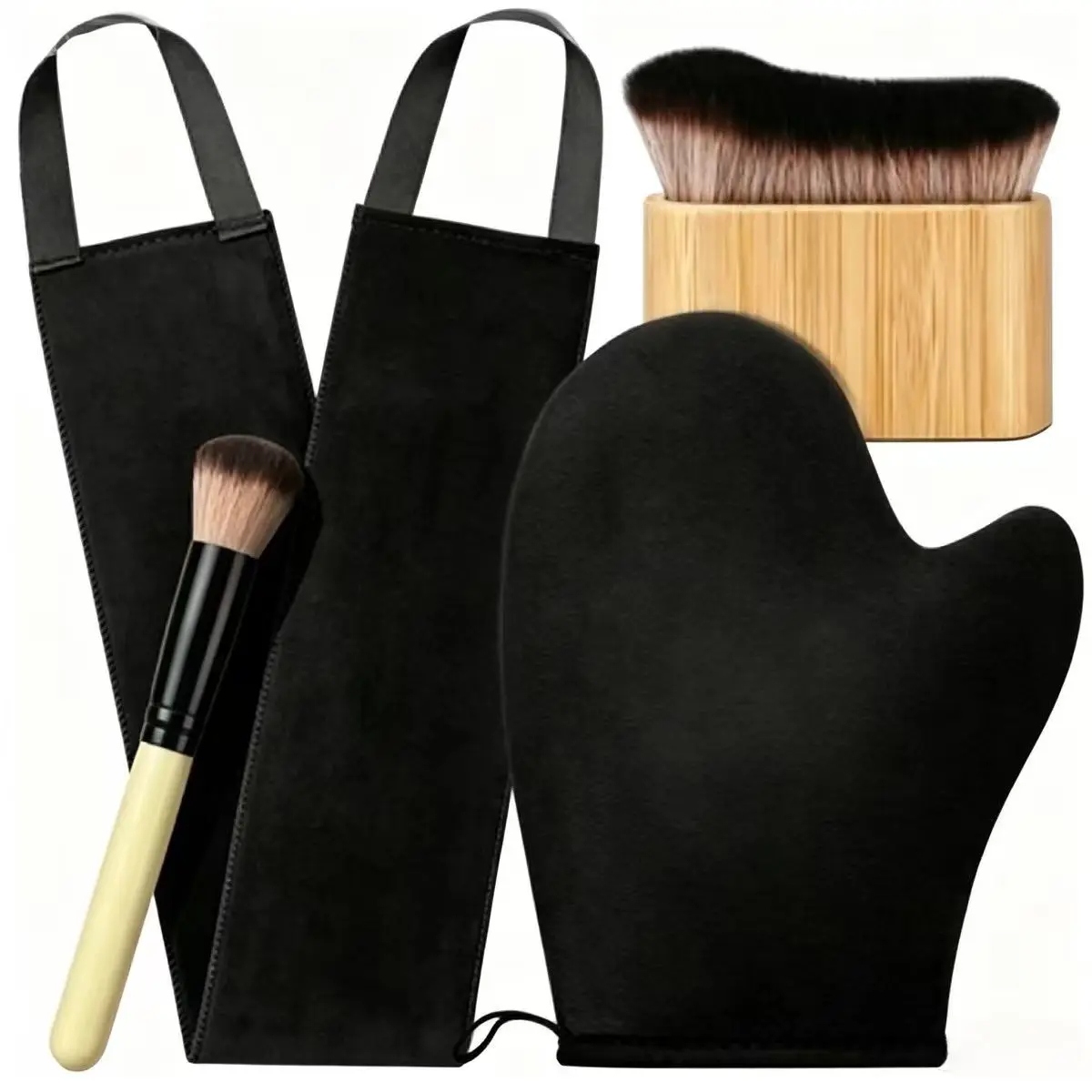 4-Piece Self-Tanning Mitt Application Set, Sleek Comfortable Easy Tanning Mitts, Tanning Results, Skincare Exfoliating Tools, Ideal for Back Tanning