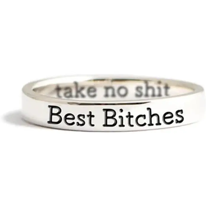 Bitches Ring For Women, Stainless Steel Matching Engraved Rings With  Information Minimalist Sister Friendship