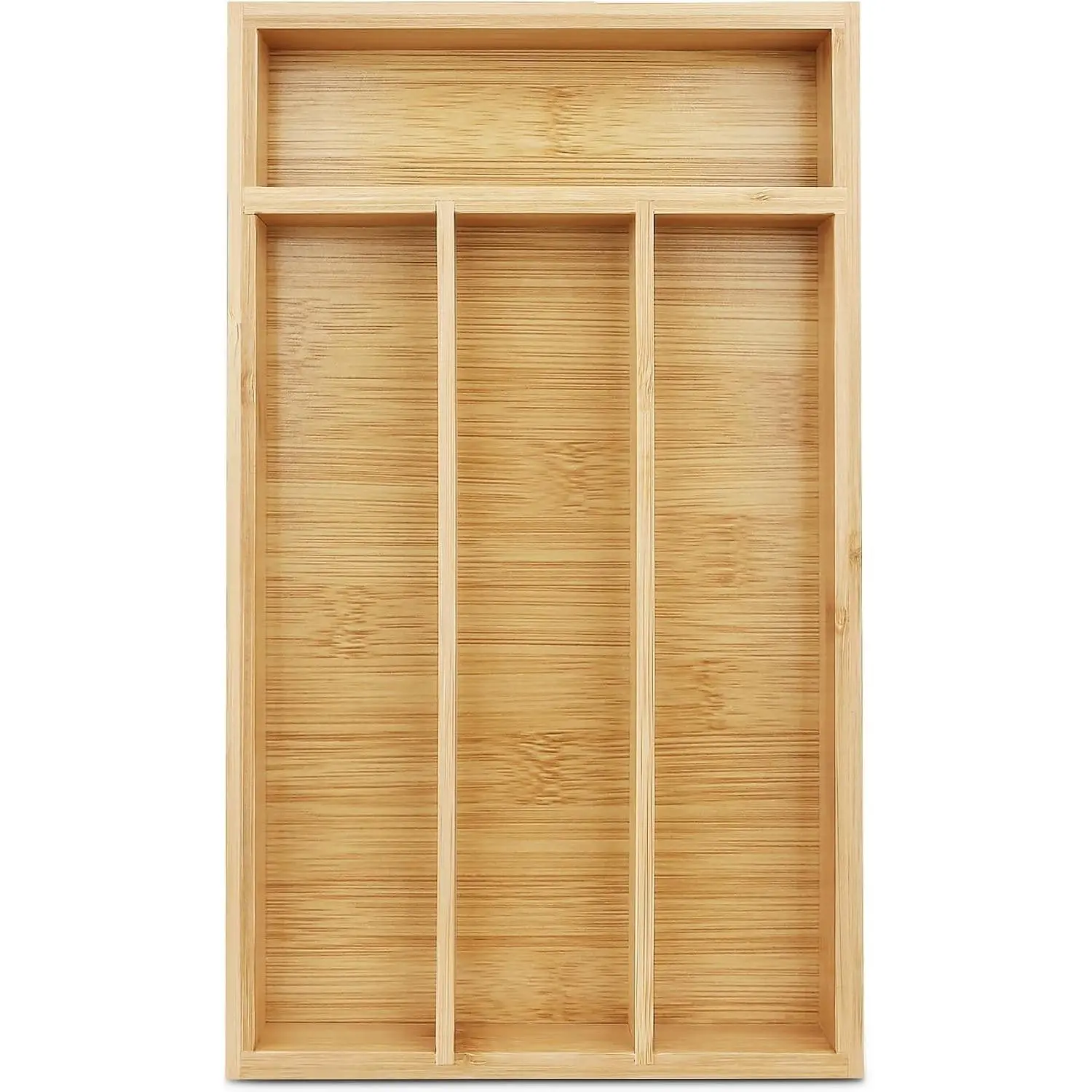 Small Silverware Organizer, Bamboo Drawer Organize, Bamboo Silverware Drawer Organizer, Spoon Flatware Storage with Grooved Drawer Dividers