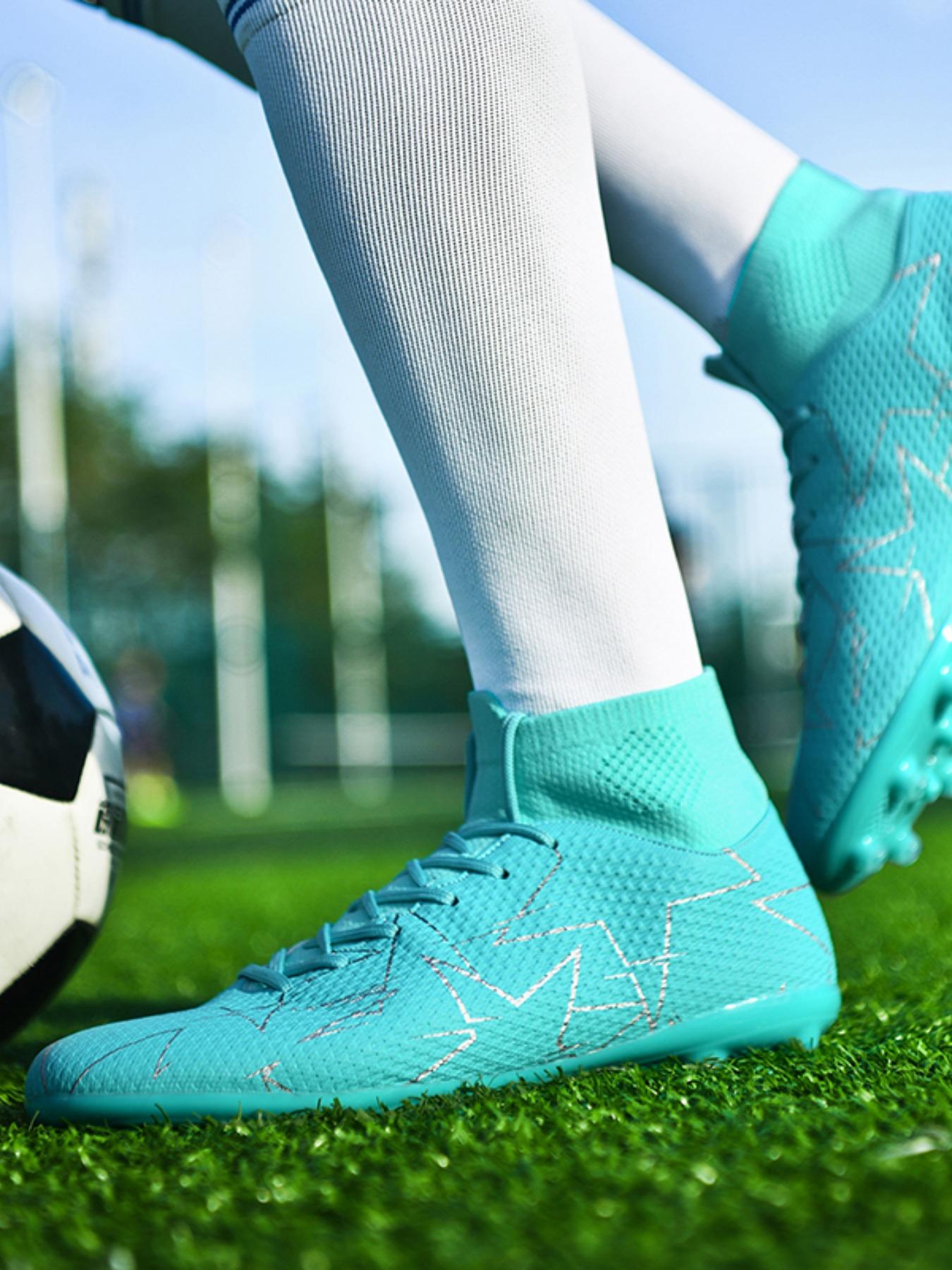 Men's High-top Lace-up Football Boots, Football Field Boots, Breathable & Non-slip Football Shoes, Professional PU Soccer Shoes for Outdoor Training