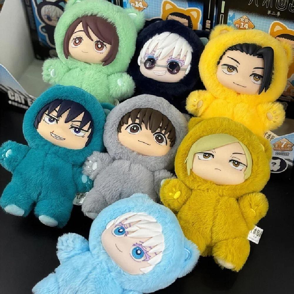Eaki Genuine Jujutsu Kaisen Season 2 Gojo Satoru Cat Park Party Blind Box Plush Doll Bag Pendant Model Collection Toy for Fans