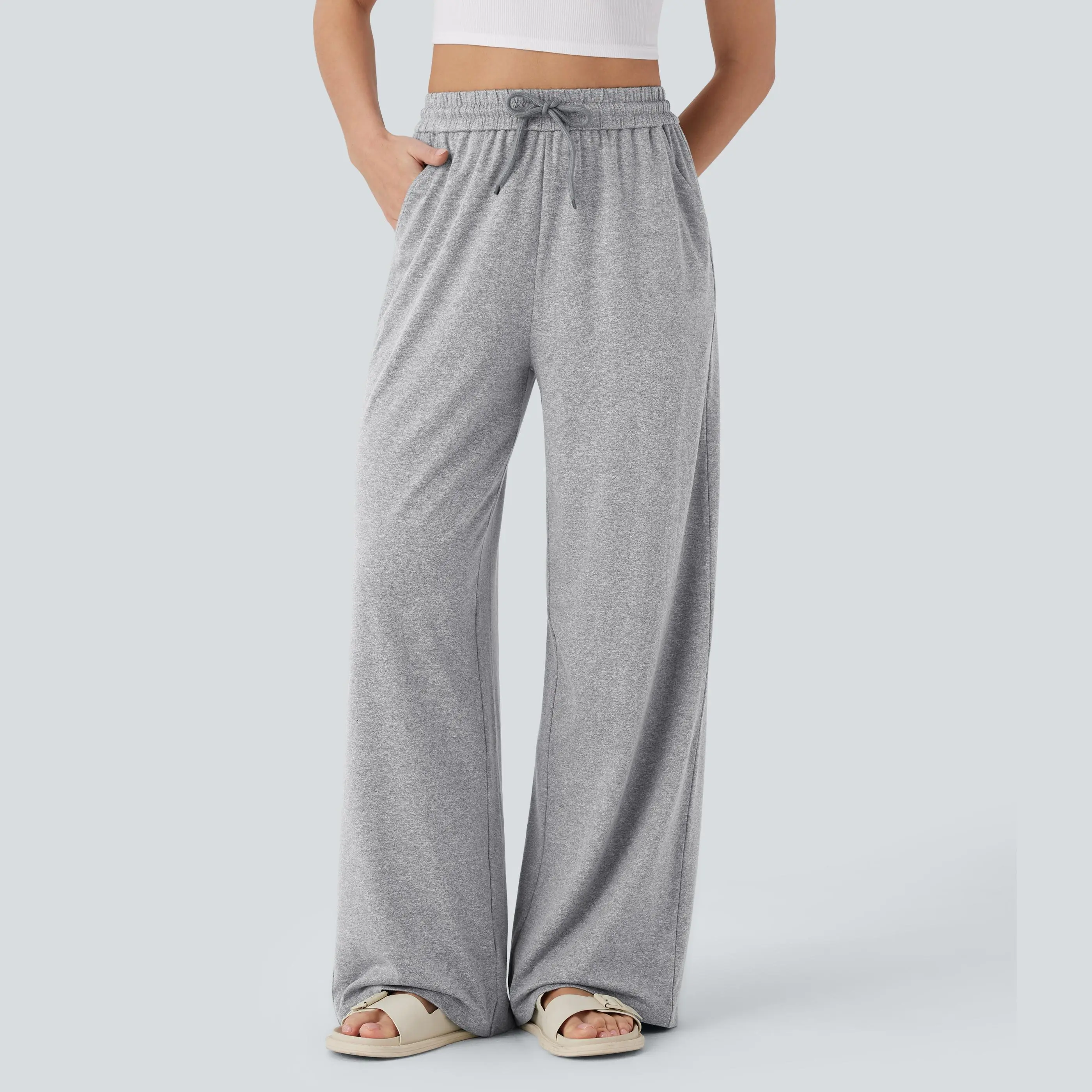 【Creator’s Pick】Halara High Waisted Drawstring Pocket Wide Leg Baggy Casual Pants