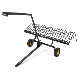 Tow Behind Dethatcher, 60-Inch Tow Dethatcher with 24 Steel Tines, Steel Rake for Tractor to Remove Thatch, Pine Needles and Yard Debris