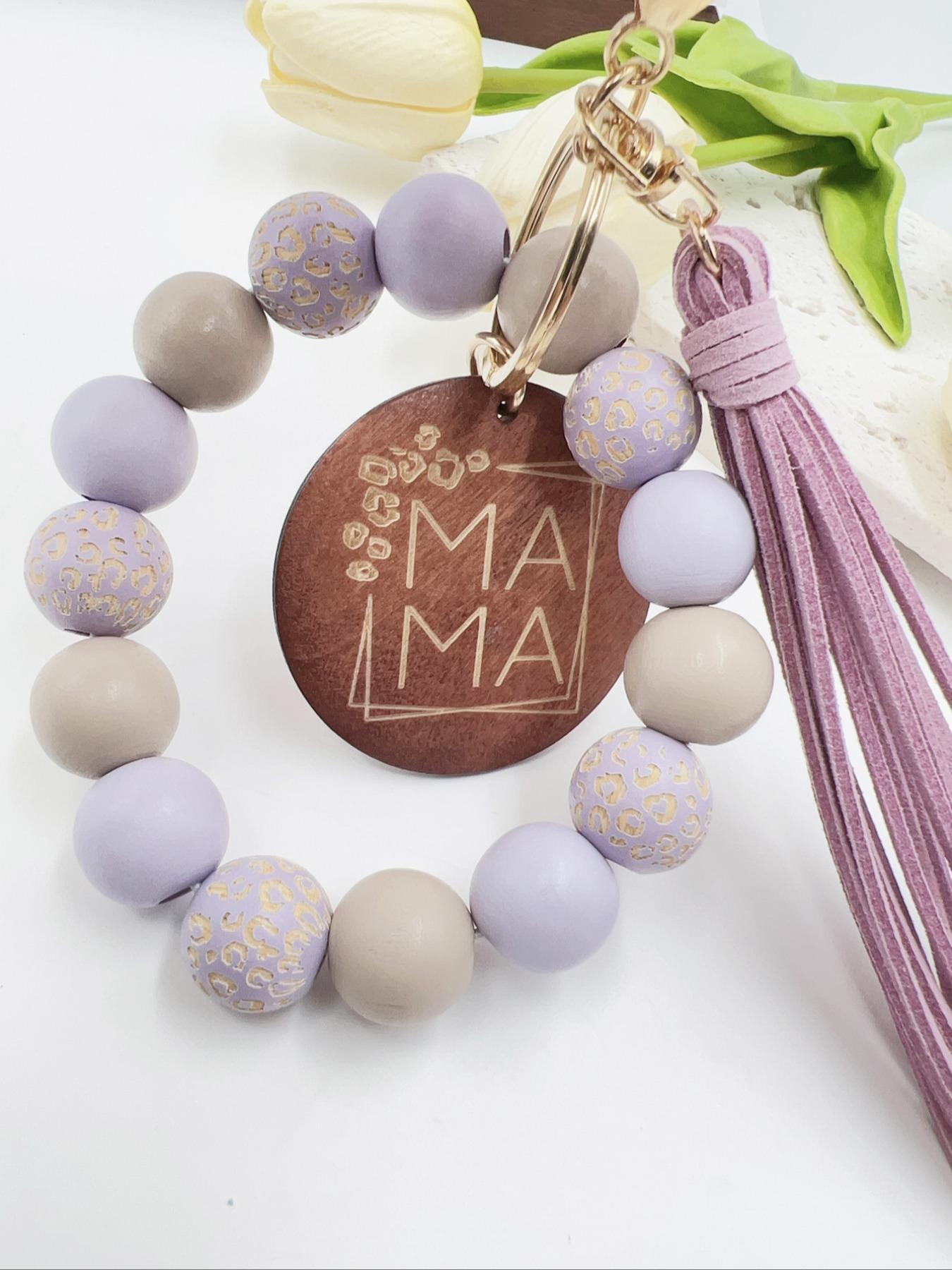 Unisex Colorblock Beaded & Tassel Decor Keychain, Boho Style Wristlet Keychain for Women & Men, Cute Accessories for Birthday Gift, Beaded Wristlet Keychain