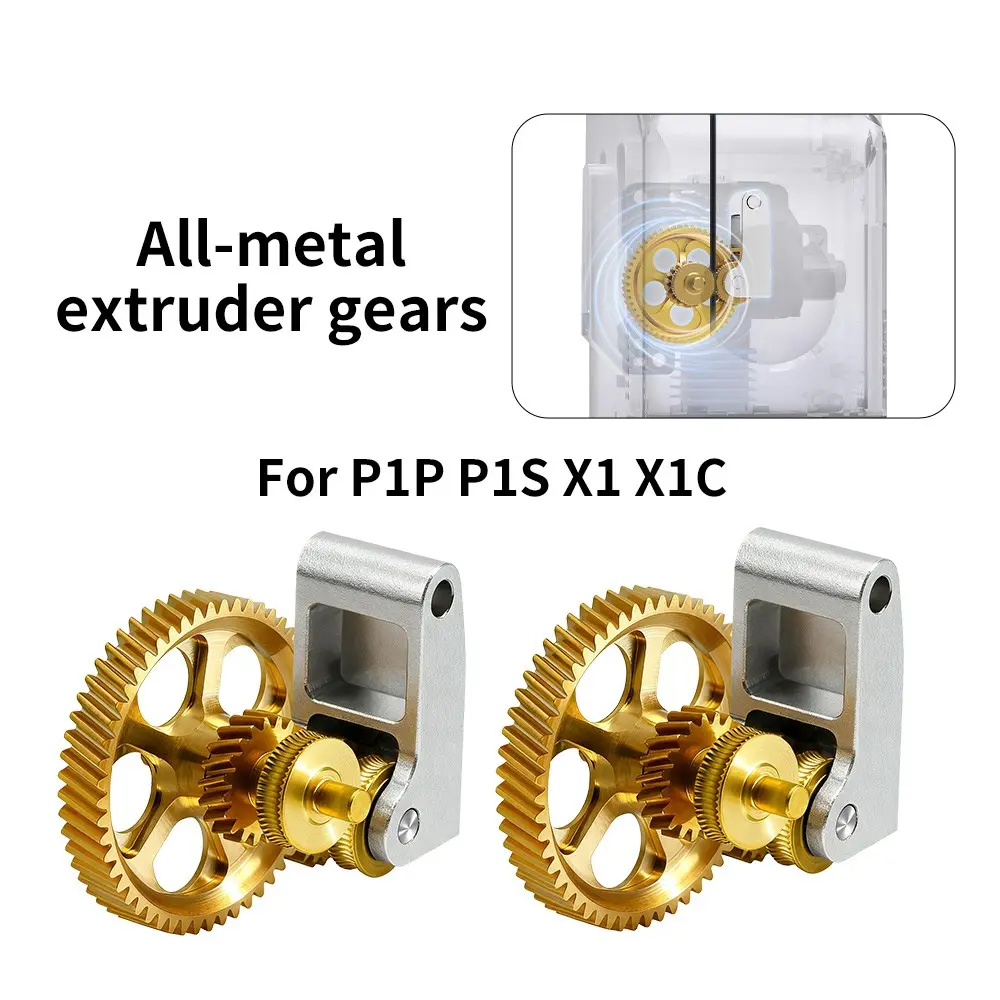 Upgrade All Metal Extruder Gear Kits For Bambu Lab X1/X1C/P1P/P1S 3D Printer Parts Hardened Steel DLC Nano-coating Helical Gear Kit