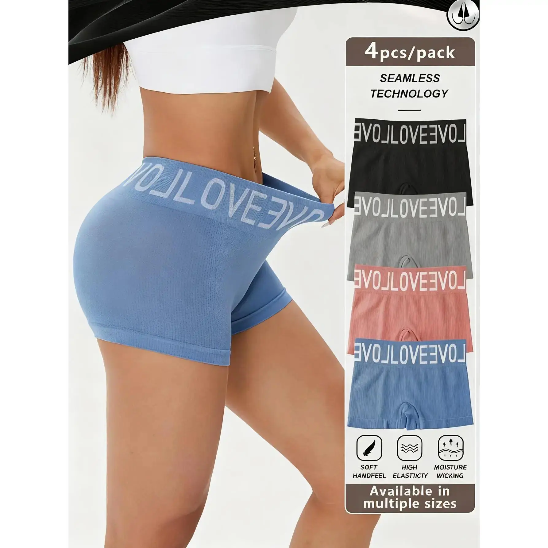 Women's 4-Pack Seamless Basic Boxer Shorts Panties - Soft Stretchy Boyshorts, Breathable Skin-Friendly Fabric, No-Show Second Skin Fit, Non-Tight Design for Daily Wear, Sports & Outdoor Activities