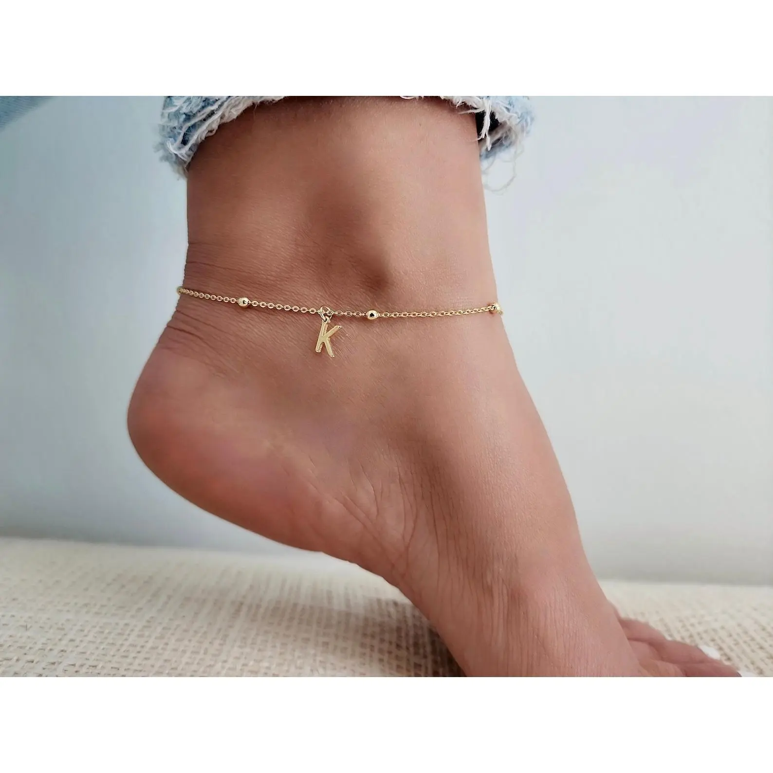 Personalized Initial Anklet Gold Filled Letter Anklet Gift For Her