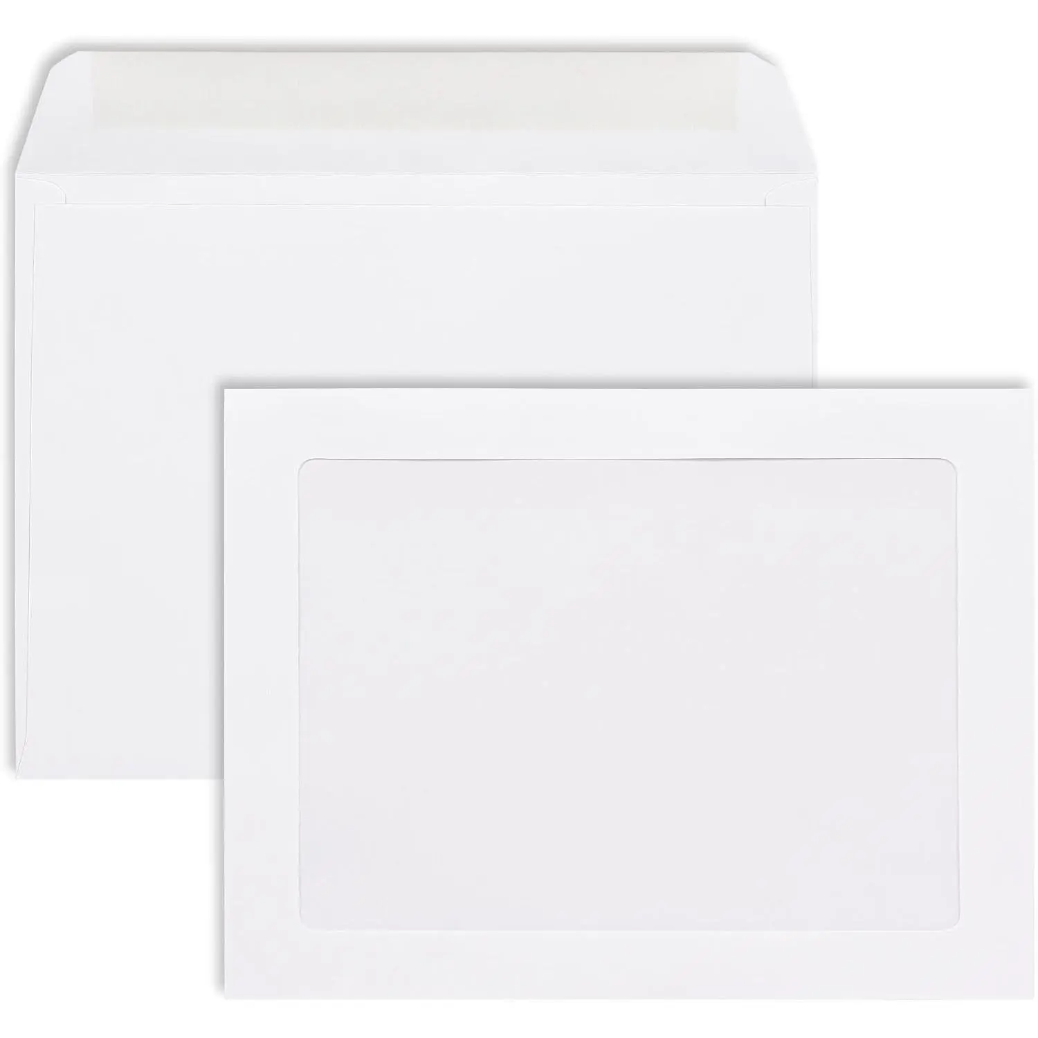 Full View Window Envelopes 9x12, Large White Photo Envelopes with Window | 50/pack, for Certificates, Catalogs, Magazines, 28lb Paper Photo Mailers, Calendar Envelopes, Picture Envelopes with Window