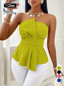 women's plain asymmetrical hem crop tube top, casual fashionable top for summer, women's clothing for daily wear