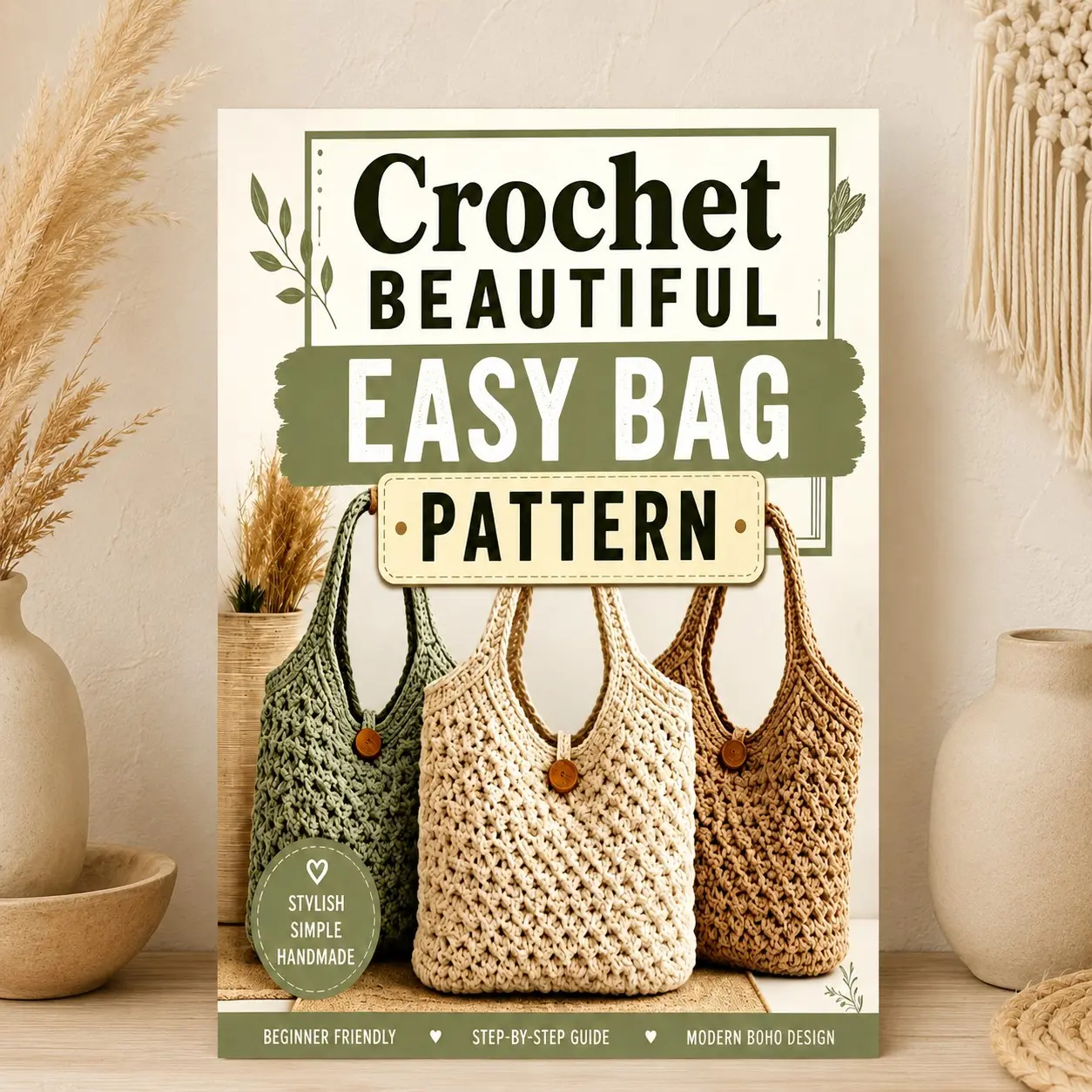Beginner Crochet Bag Pattern, Step-By-Step Crochet Handbag Design, Ideal for Beginners and Enthusiasts, Perfect Gift for Crochet Lovers