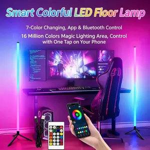 360° Standing LED Corner Lamp with Music Sync, Color Shift, Dual Control & Timer, 16M DIY Colors, Perfect for Living Room/Gaming Room, Smart RGB Floor Lamp summergarden, Game Room, Dates