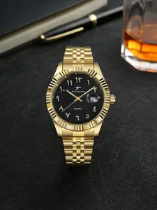 RICECGO: a high-end men’s business watch featuring a scratch-resistant gold-plated steel bracelet and a date display; excellent value for money for daily commuting