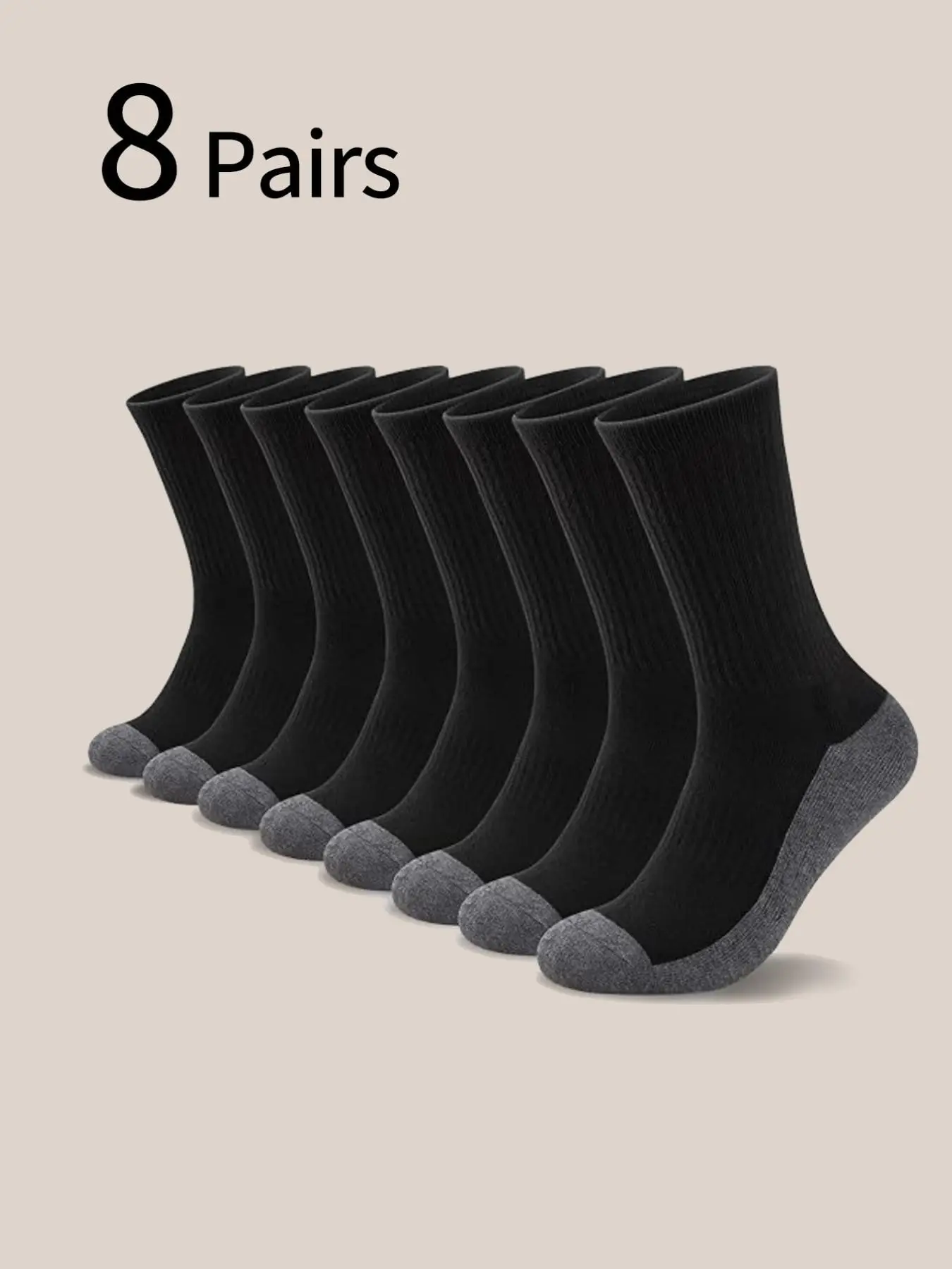 8 Pairs Men's Long Socks, Durable Shockproof Anti-Slip Outdoor Sports Socks, Quick-Dry Antibacterial Sweat-Wicking Odor-Resistant, Basketball Socks, Non Slip Socks, Moisture Wicking Socks, Sports Fit Socks