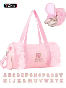 【Valentine's Day】Gym Bag for Women Travel Bag Large Capacity Carry On Weekender Overnight Bag, Casual Sports Bag, Personalized Initial Dance Bag, Girls Medium Lace Fitness Yoga Cheerleading Bag, Large Capacity Tote, Cute Letter Ballet Bag, Christmas