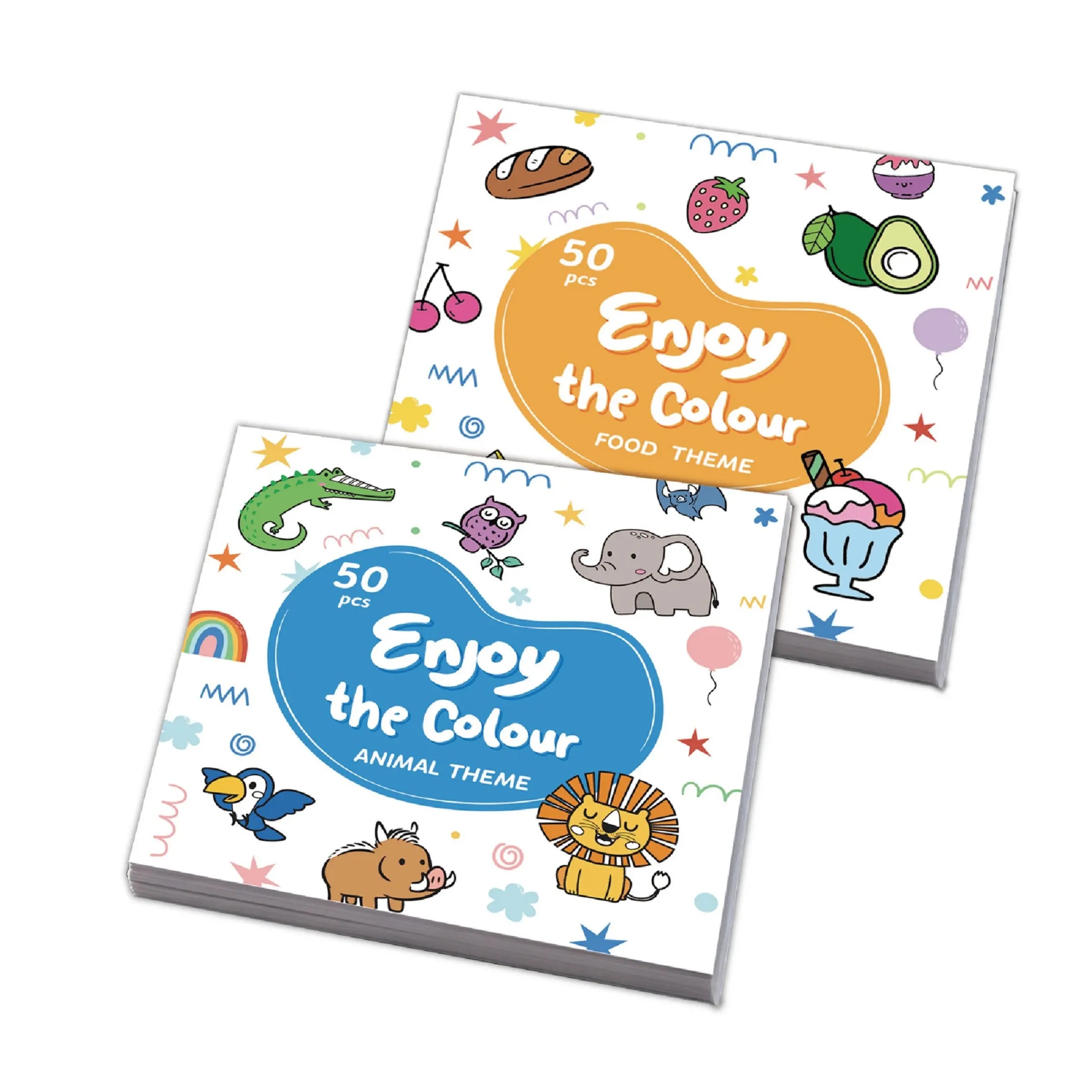 2-Pack Portable Mini Coloring Books Set, 50 Sheets Per Book, Cartoon Animal Sketching Art Books, Ideal for Daily Leisure and Beginner Artists