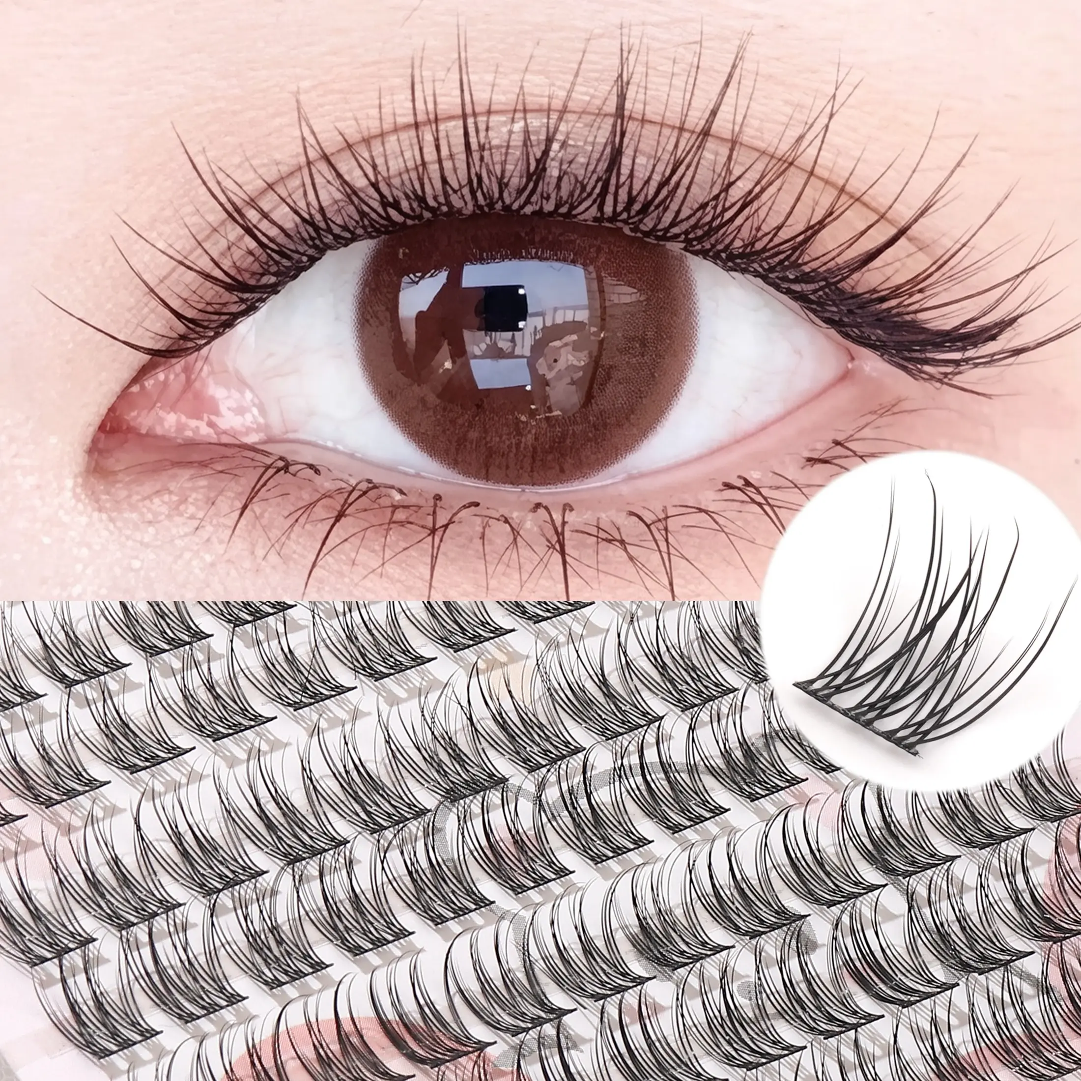 120 Pcs Segmented Anime False Eyelashes, Fish Tail Design, Reusable, Suitable for Beginners, Daily Wear, Natural Eye Enhancement