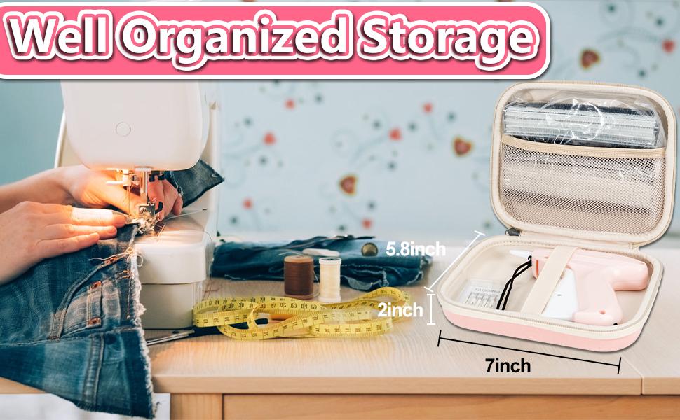 Mini Gun for Clothes, Mini Clothing Stitcher Sewing Gun with Case, Speedy Clothing Quick Gun Stitchy Fixer, Tagging Gun Kit with 5000 and 6 Needles, Pink