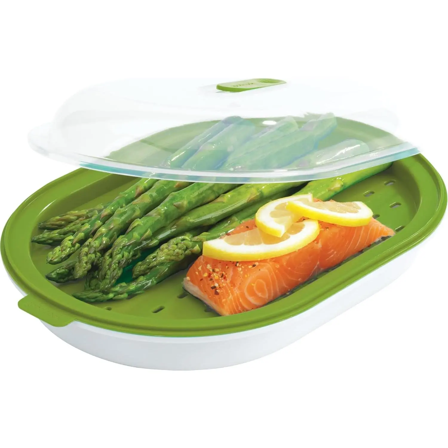 Everyday Plastic Body Microwave Food Steamer - Single Unit Vegetable & Fish Cooker, Vitamin & Nutrient Preserver, Quick Meals Maker, Adjustable Vent Steam Release