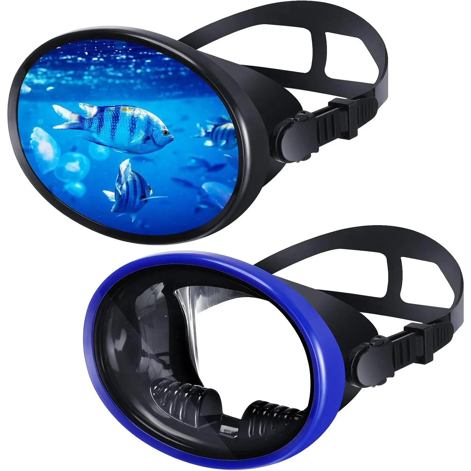 2 count  Oval Diving Mask Scuba Diving Mask Goggles Spearfishing Mask Freediving Water Mask Tempered Glass Swimming Scuba Goggles for Youth Adults
