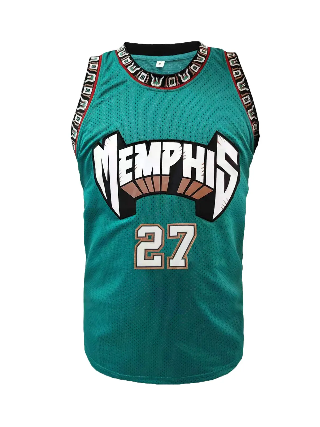 Memphis Retro Basketball Jersey No.27 Embroidered Mesh Sleeveless Sports Vest for Men Women