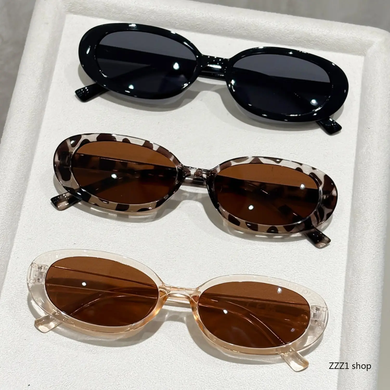 Retro Oval Sunglasses for Women Men Vintage Thick Frame Trendy Y2K Sun Glasses Leopard Tortoise Shell Clear Eyewear UV400 Protection Shades for Driving Travel Beach