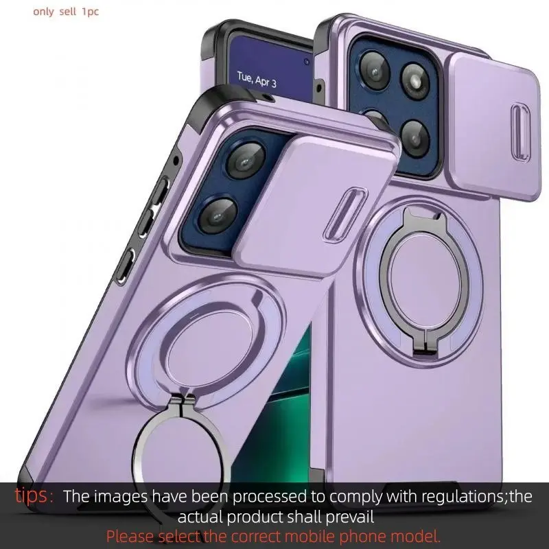 Heavy Duty Armor Magnetic Ring Holder Slide Lens Protect Case For MOTO G Power G Play G 5G G Stylus 5G 2026 2025 2024 PC Cover Durable Protective Cover