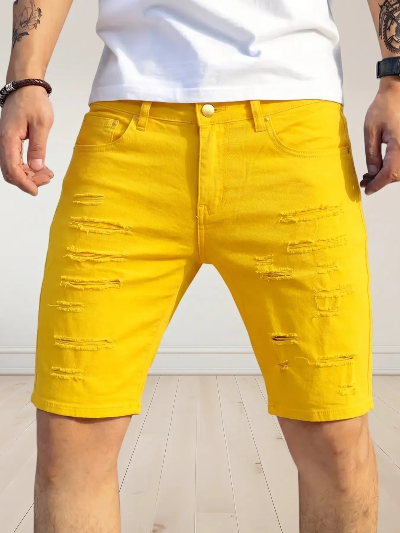 Men's Denim Shorts, Classic, Casual, Slim-Fitting, Plain Design, Comfortable Daily Wear, Fashionable and Versatile, Multi-Process Design, Casual Summer Shorts