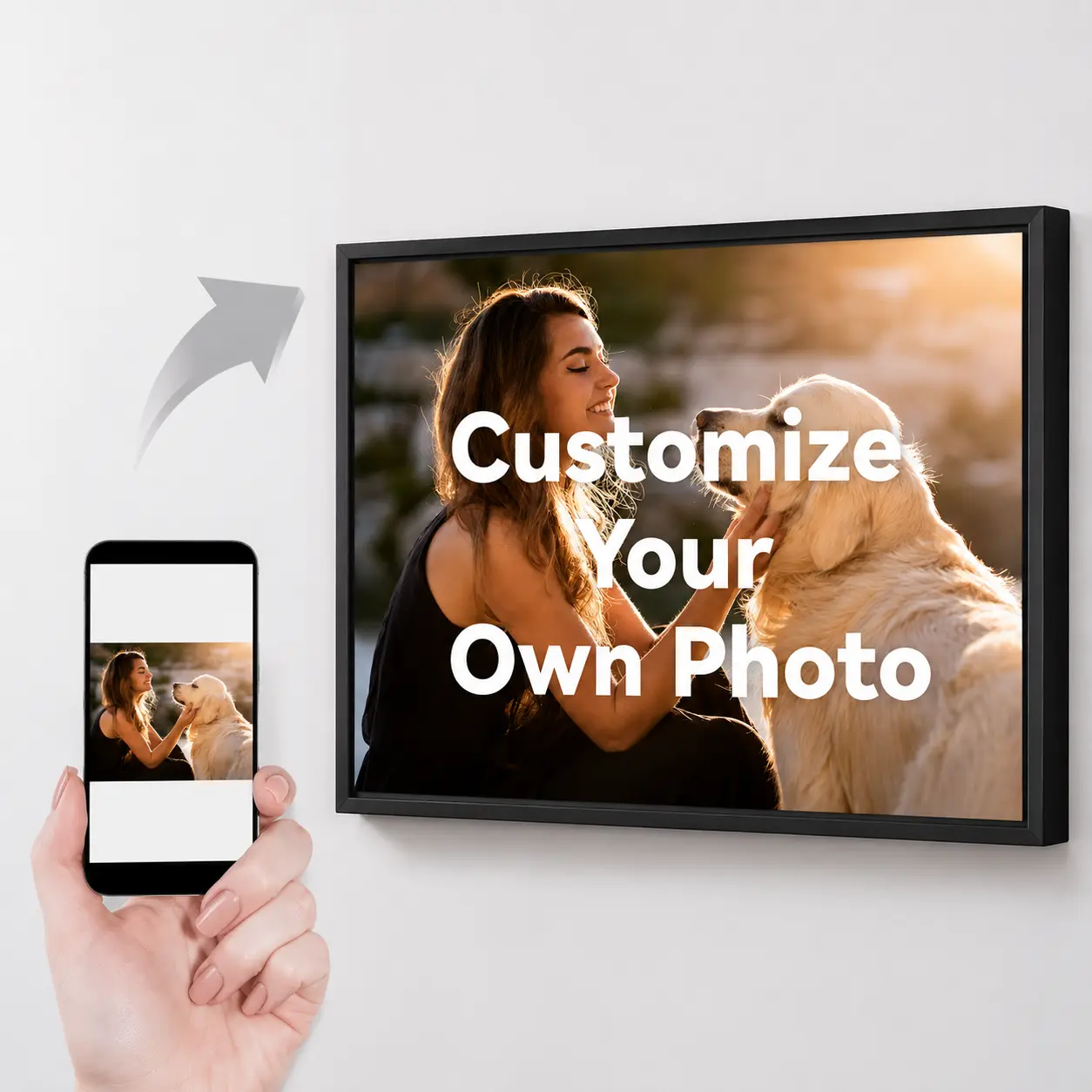 [Custom Gift] (Free Shipment)Personalized Friends Pets Wedding Anniversary Engagement Present ,Canvas Prints with Your Photos, Picture Image Prints Wall Hanging Decor, Christmas Gift
