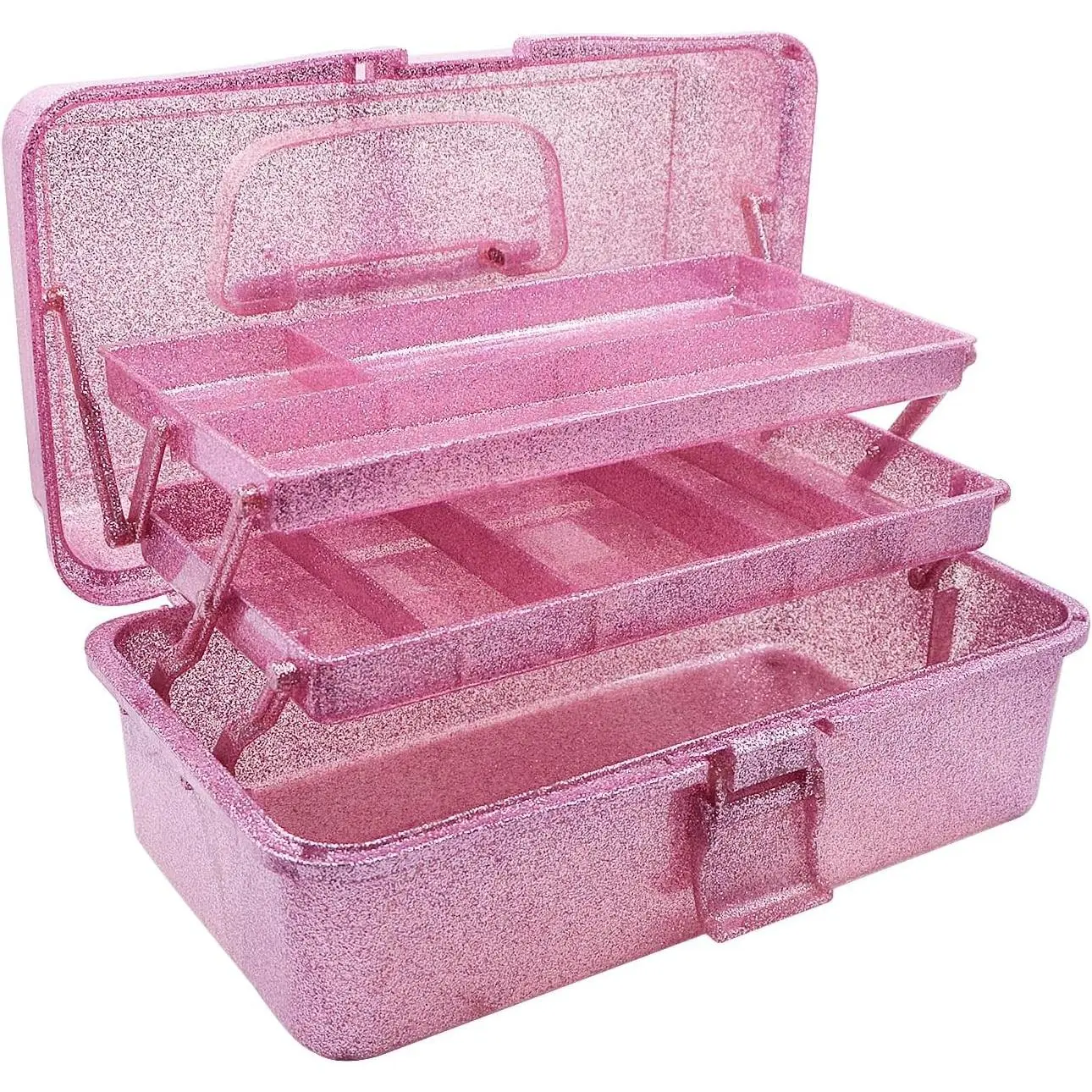 3-Tier Multipurpose Storage Box, Portable Folding Organizer, Pink