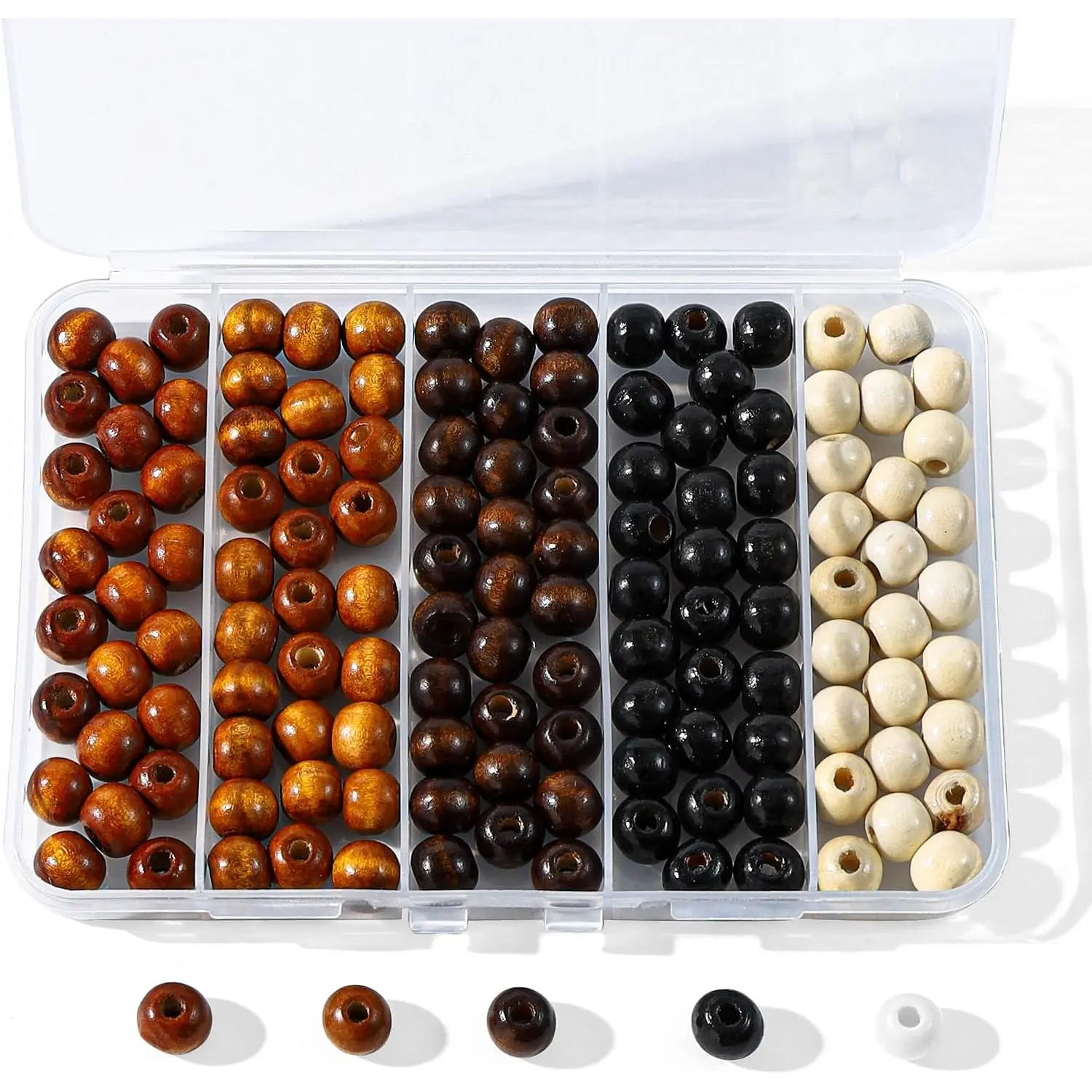 140 count Large Hole Wooden Beads for Crafts, 5 Colors  Unfinished  Hair Bead 9X10mm Wooden Loose Spacer Beads for Macrame Decorations DIY  Making, Bracelets